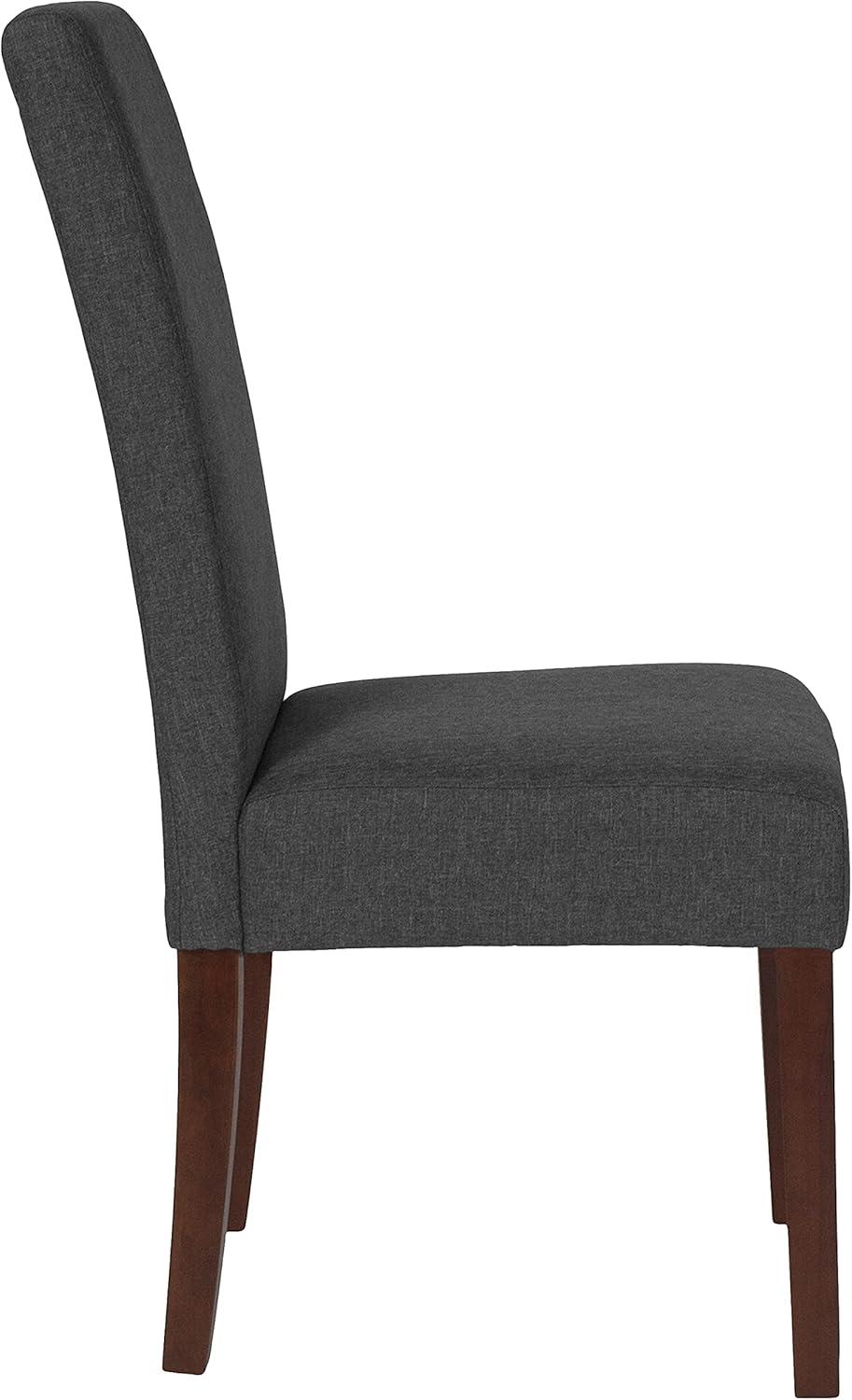 imageFlash Furniture Greenwich Series Black LeatherSoft Upholstered Panel Back MidCentury Parsons Dining ChairGray Fabric