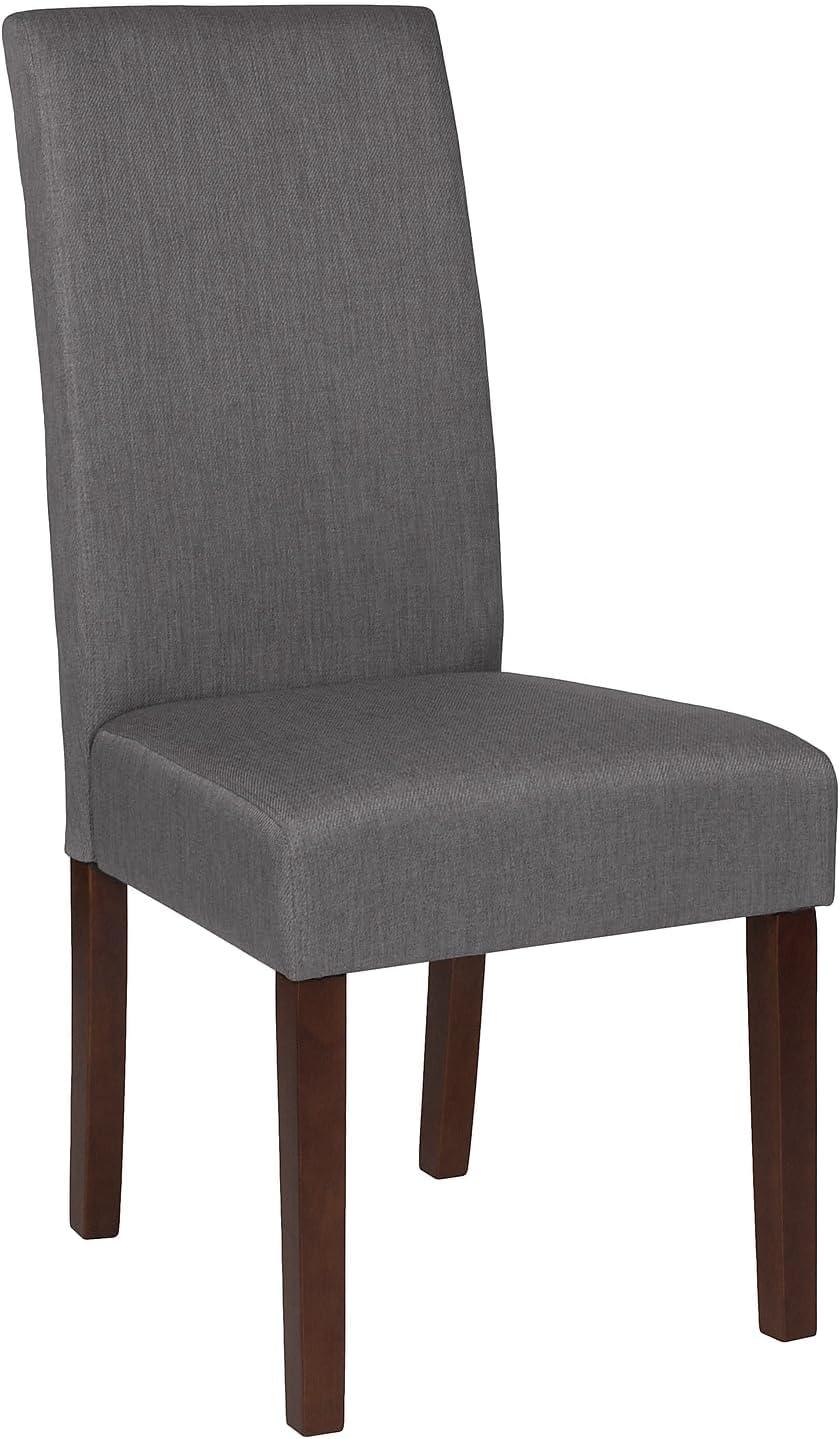 imageFlash Furniture Greenwich Series Black LeatherSoft Upholstered Panel Back MidCentury Parsons Dining ChairLight Gray Fabric