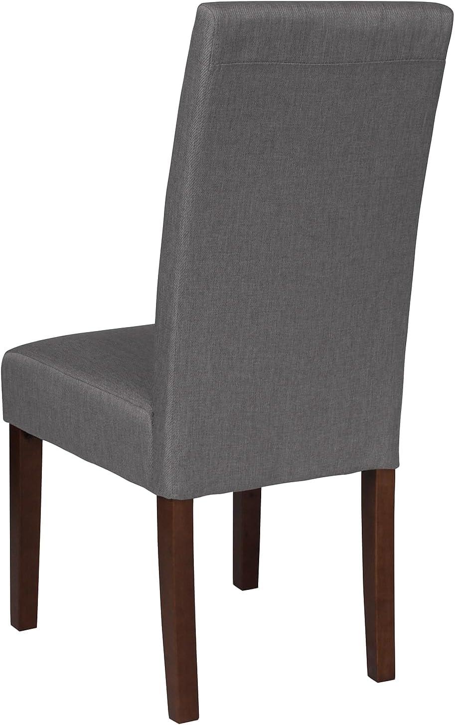 imageFlash Furniture Greenwich Series Black LeatherSoft Upholstered Panel Back MidCentury Parsons Dining ChairLight Gray Fabric