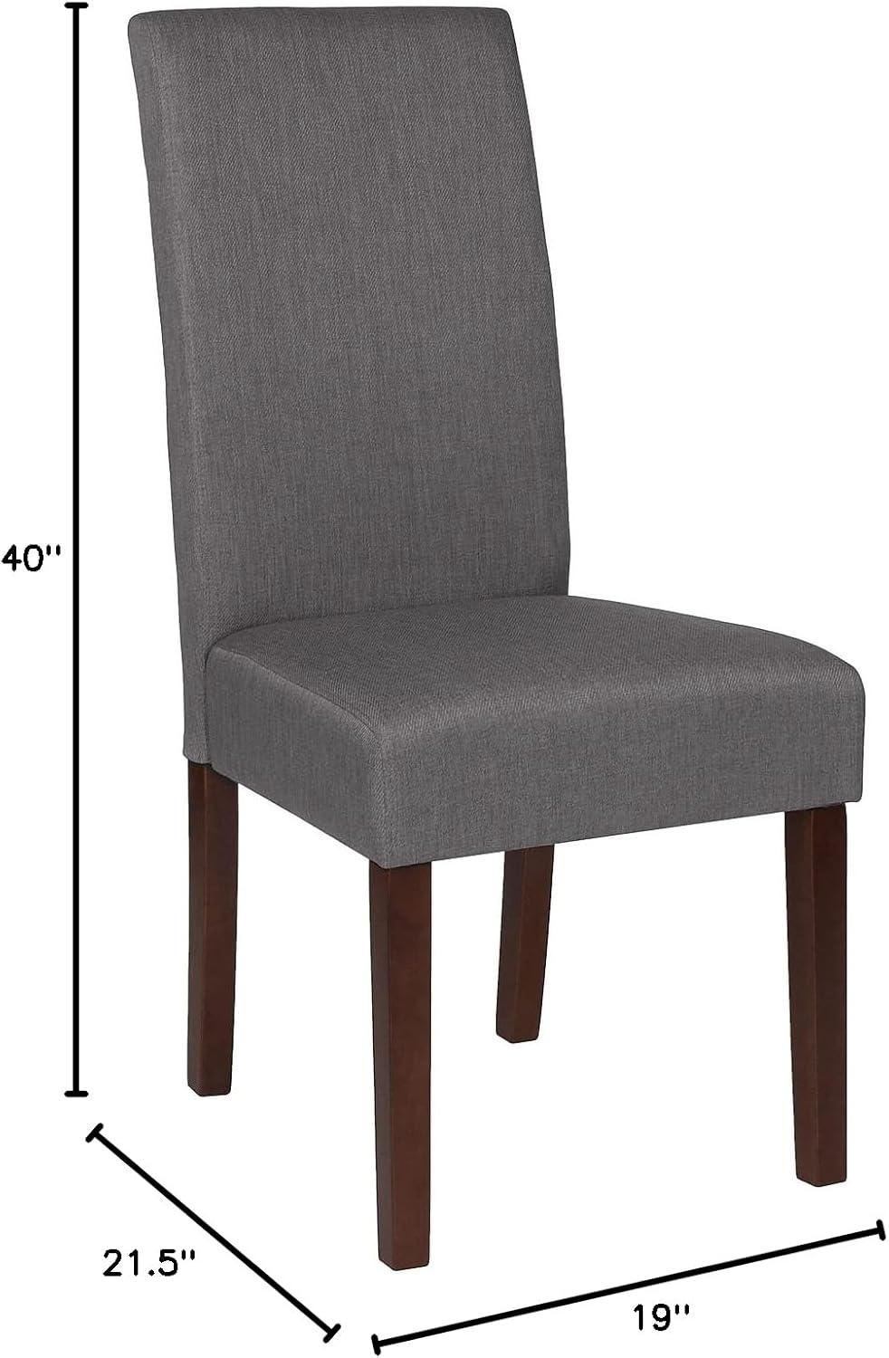 imageFlash Furniture Greenwich Series Black LeatherSoft Upholstered Panel Back MidCentury Parsons Dining ChairLight Gray Fabric