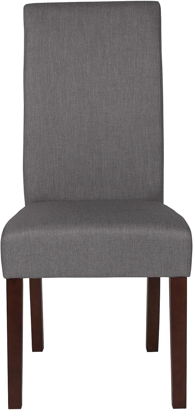 imageFlash Furniture Greenwich Series Black LeatherSoft Upholstered Panel Back MidCentury Parsons Dining ChairLight Gray Fabric