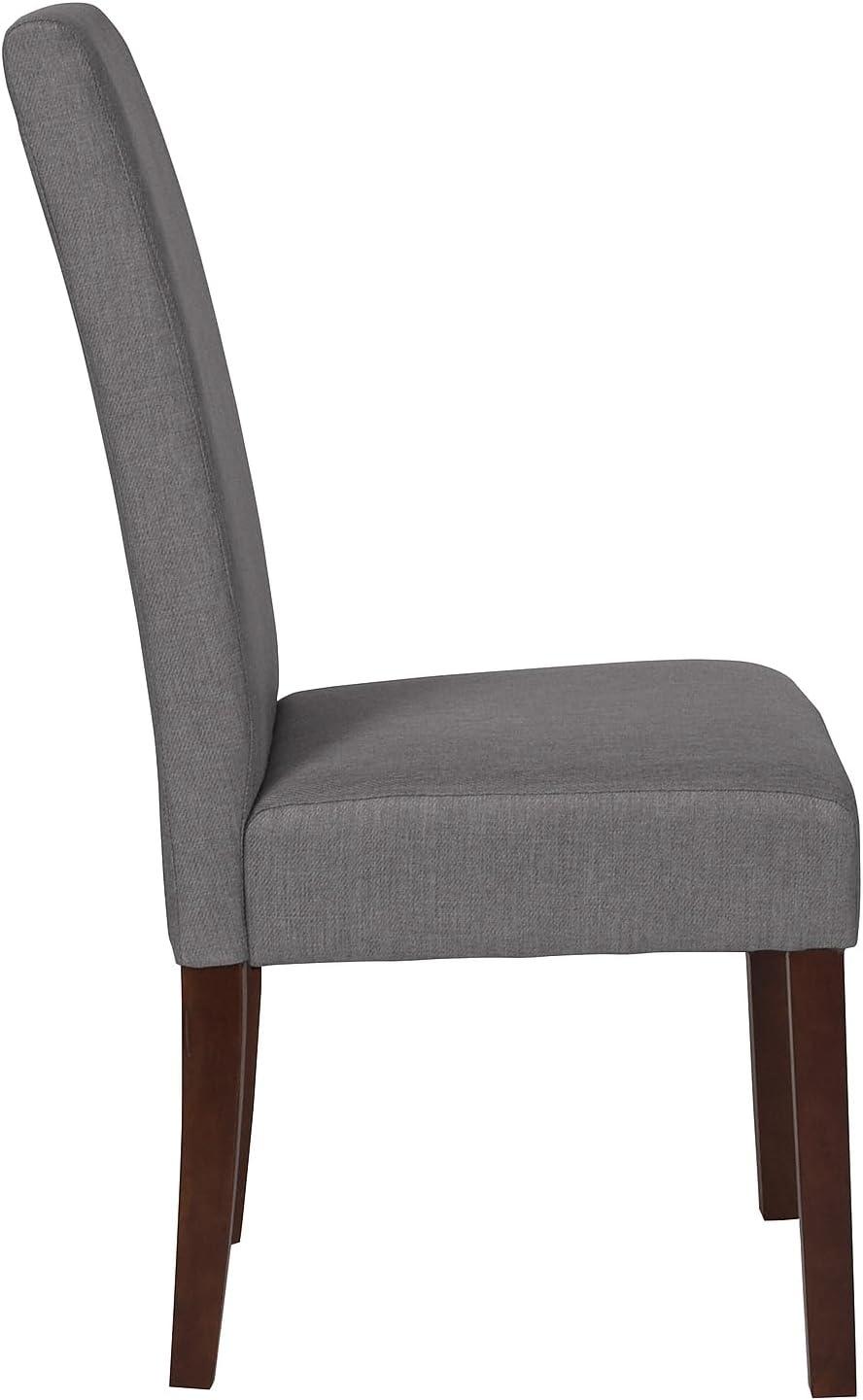 imageFlash Furniture Greenwich Series Black LeatherSoft Upholstered Panel Back MidCentury Parsons Dining ChairLight Gray Fabric