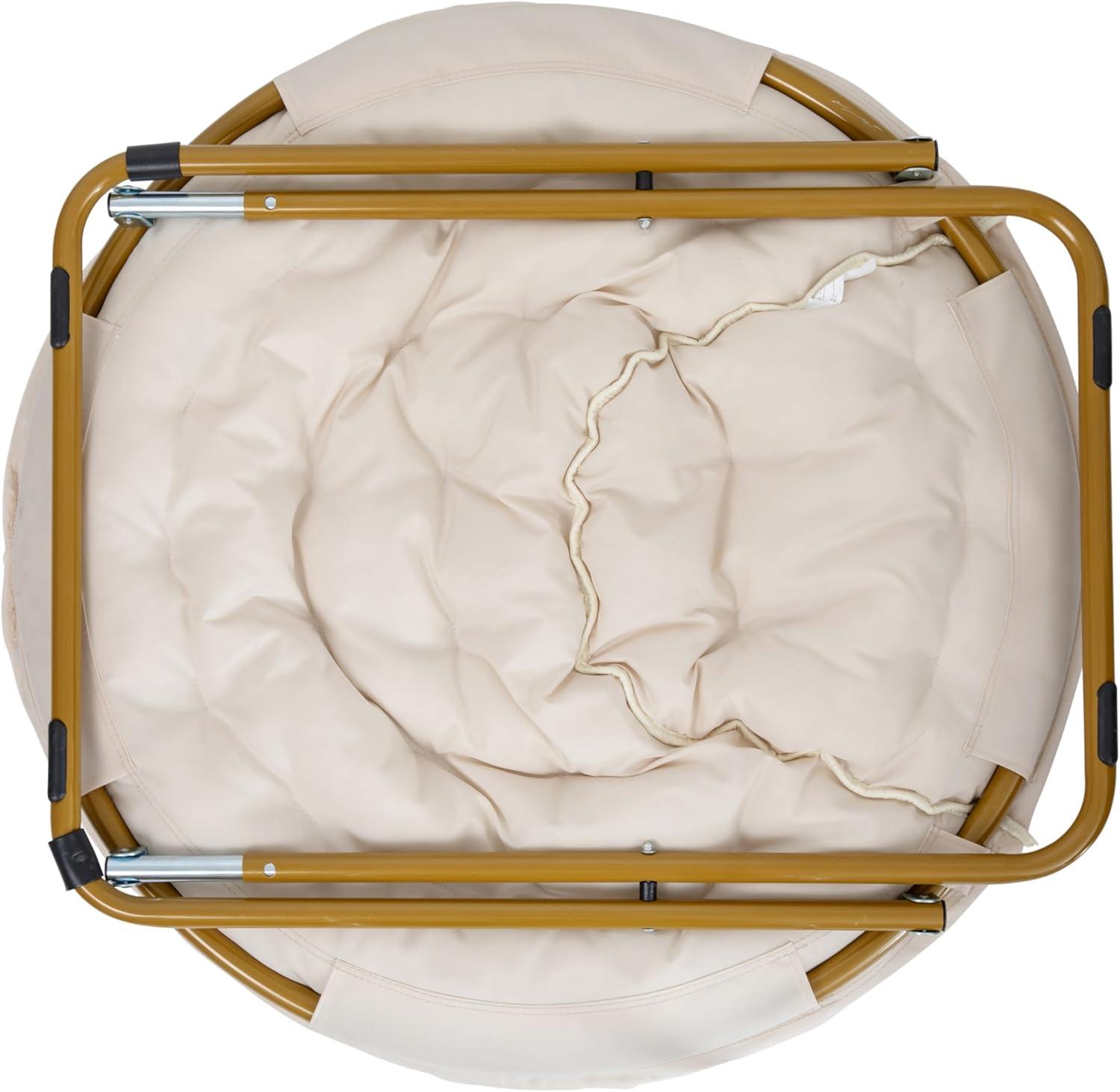imageFlash Furniture Gwen Oversize Folding Saucer Chair Blush Faux Fur Moon Chair Soft Gold Metal Frame 38quot Portable Folding Chair for Dorm and BedroomIvory Faux Shearling FabricSoft Gold Frame