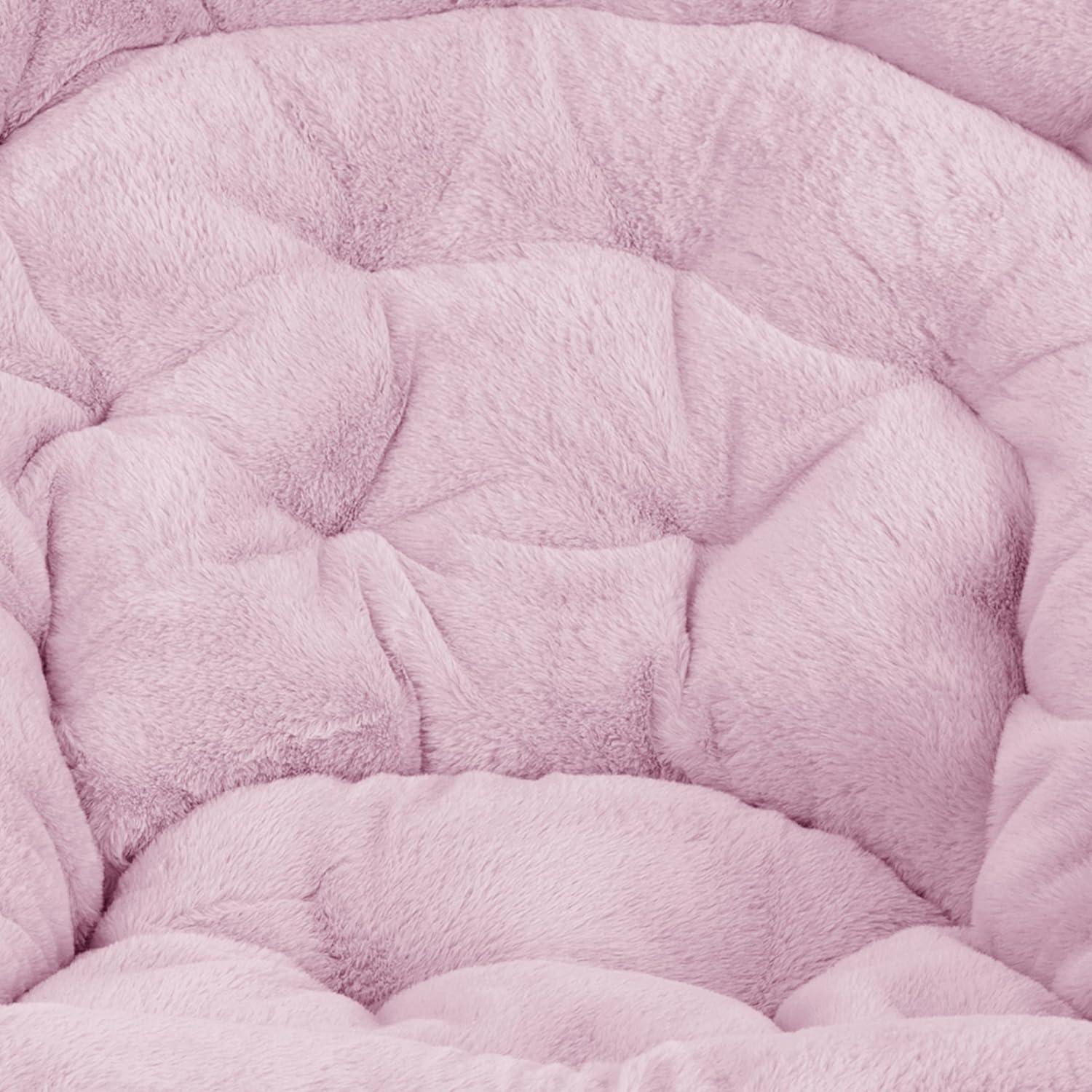 imageFlash Furniture Gwen Oversize Folding Saucer Chair Blush Faux Fur Moon Chair Soft Gold Metal Frame 38quot Portable Folding Chair for Dorm and BedroomDusty Purple Fabric Soft Gold