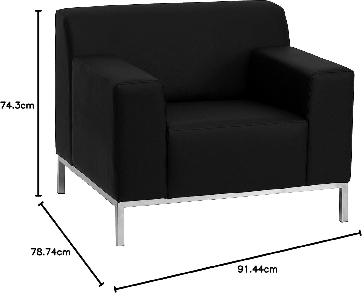imageFlash Furniture HERCULES Definity Series Contemporary Black LeatherSoft Chair with Stainless Steel FrameContemporary