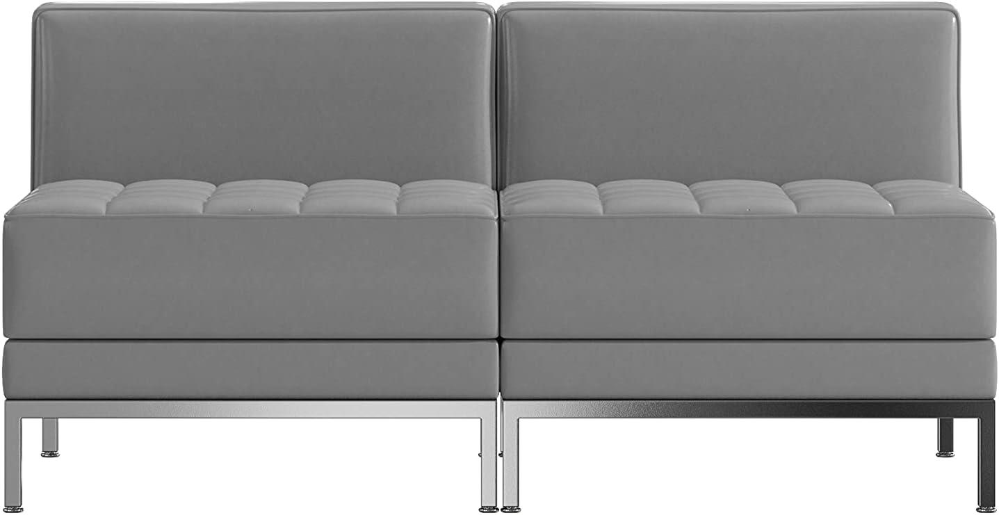 imageFlash Furniture HERCULES Imagination Series 2 Piece Gray LeatherSoft Waiting Room Lounge Set Reception Bench2Piece Set