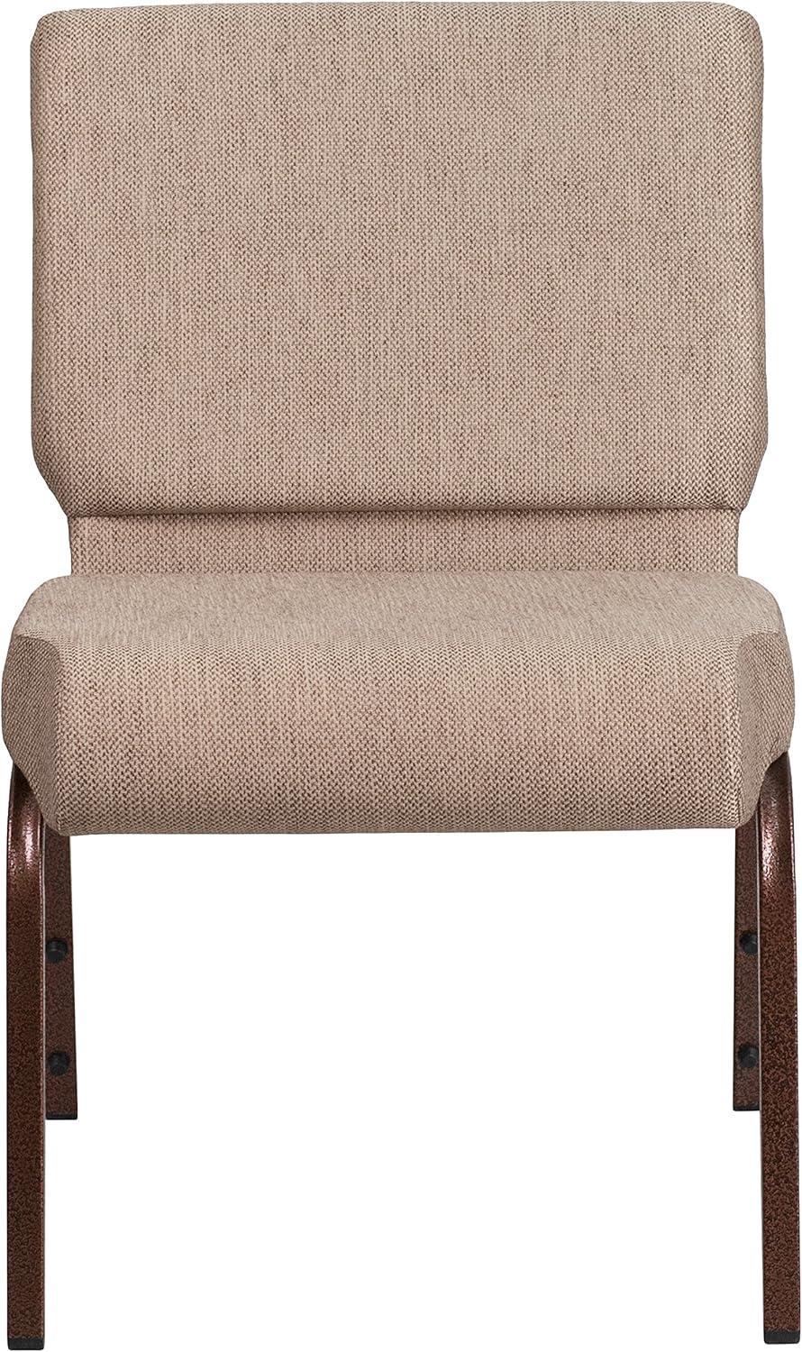 imageFlash Furniture HERCULES Series 21W Stacking Church Chair in Black Dot Patterned Fabric Gold Vein FrameBeige FabricCopper Vein Frame