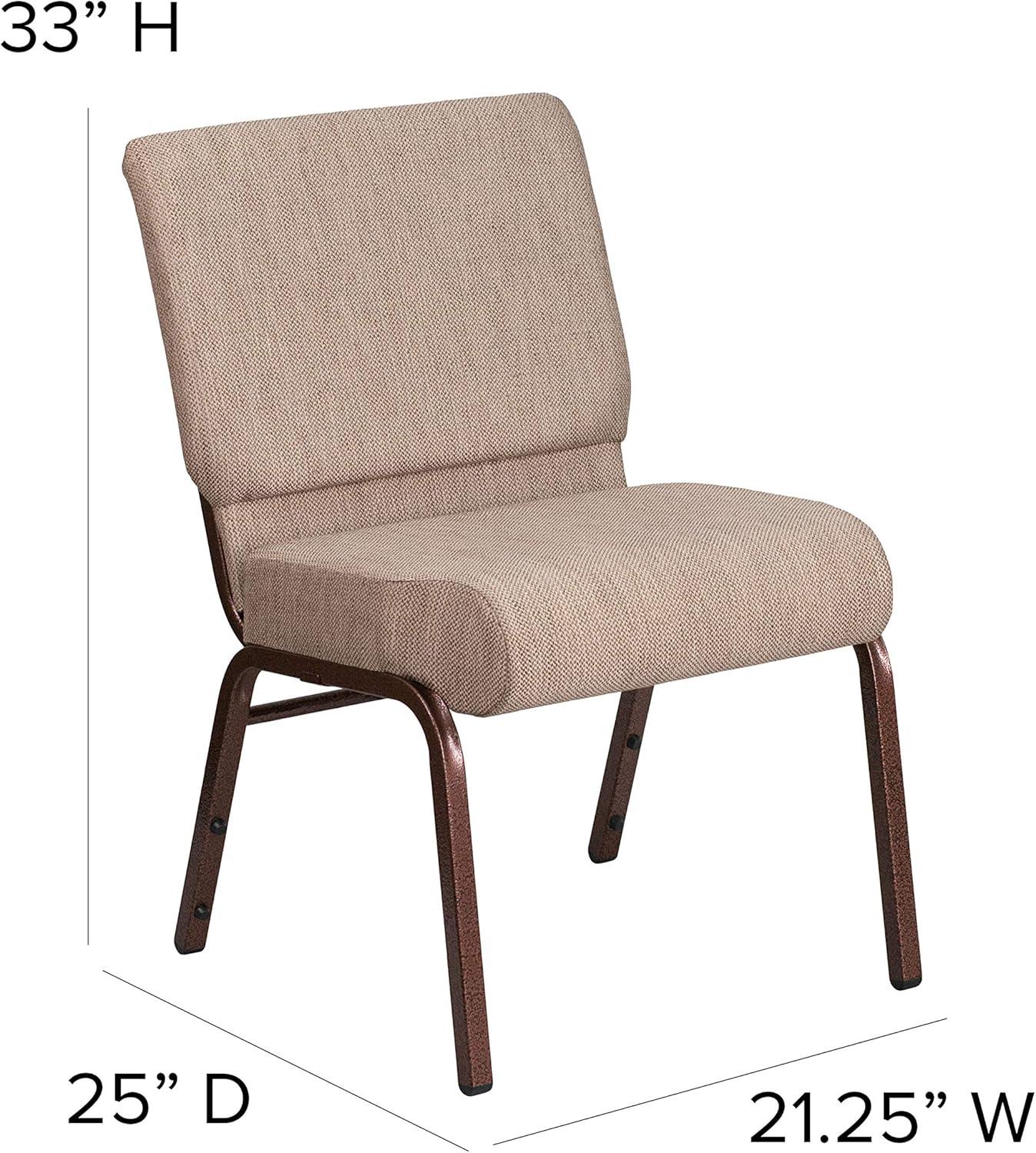 imageFlash Furniture HERCULES Series 21W Stacking Church Chair in Black Dot Patterned Fabric Gold Vein FrameBeige FabricCopper Vein Frame