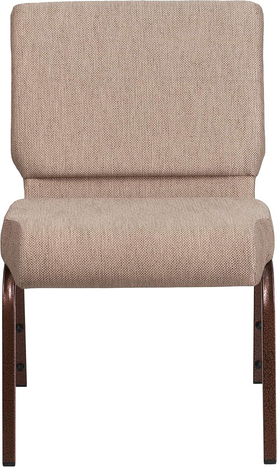 imageFlash Furniture HERCULES Series 21W Stacking Church Chair in Black Dot Patterned Fabric Gold Vein FrameBeige FabricCopper Vein Frame