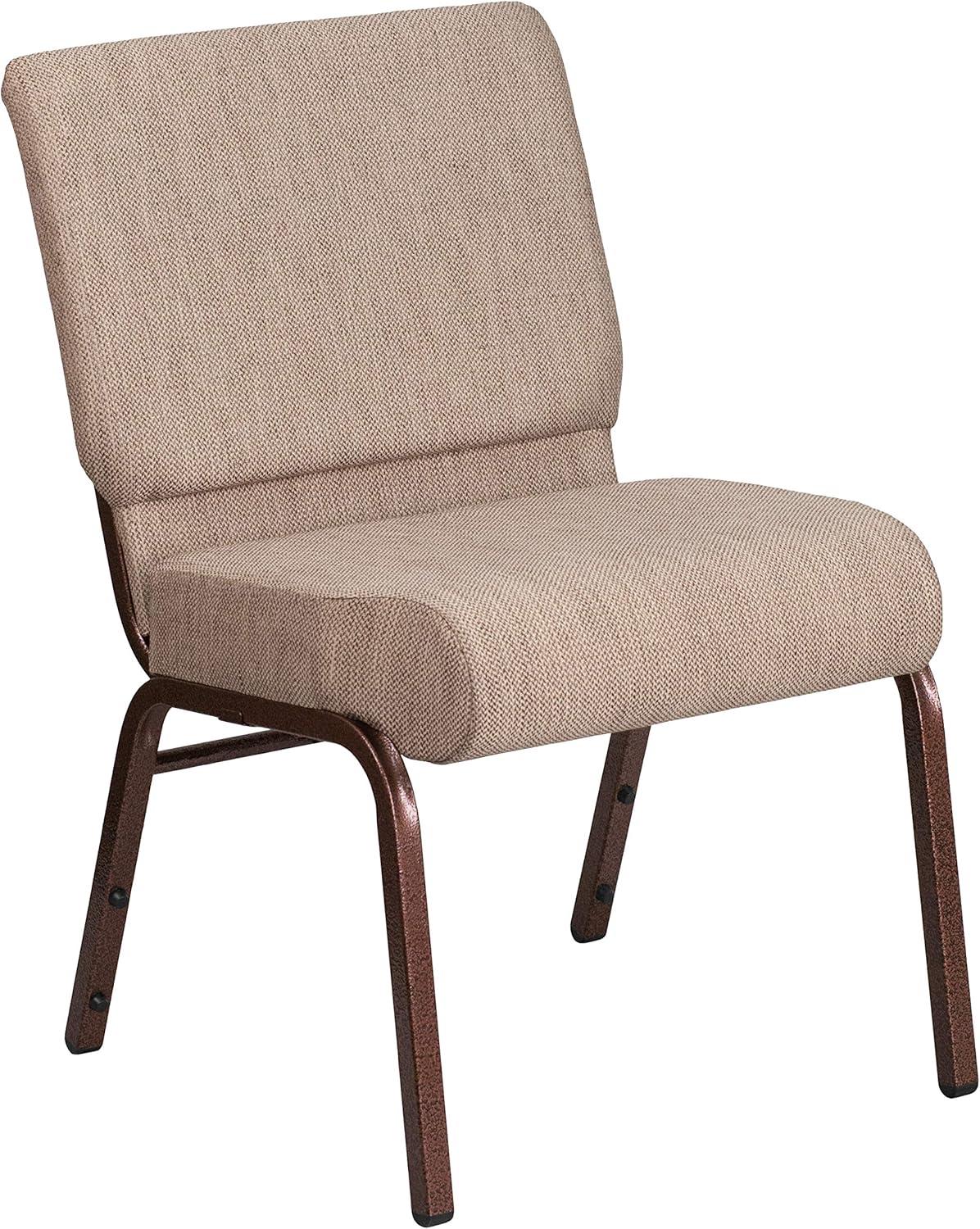 imageFlash Furniture HERCULES Series 21W Stacking Church Chair in Black Dot Patterned Fabric Gold Vein FrameBeige FabricCopper Vein Frame