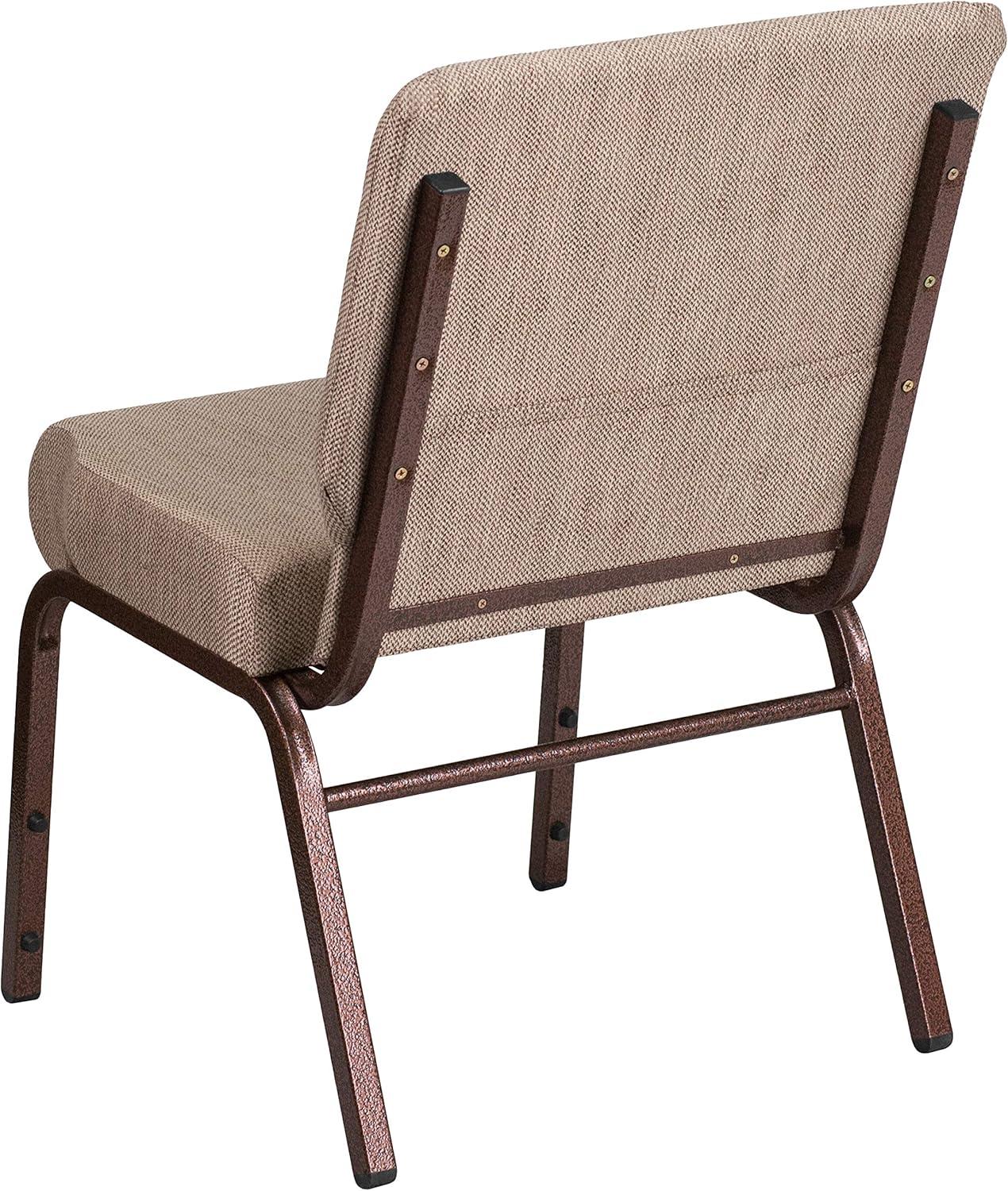 imageFlash Furniture HERCULES Series 21W Stacking Church Chair in Black Dot Patterned Fabric Gold Vein FrameBeige FabricCopper Vein Frame