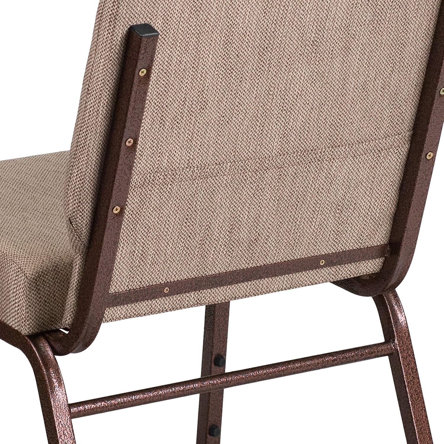 imageFlash Furniture HERCULES Series 21W Stacking Church Chair in Black Dot Patterned Fabric Gold Vein FrameBeige FabricCopper Vein Frame