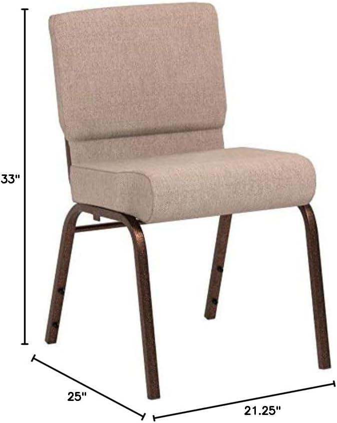 imageFlash Furniture HERCULES Series 21W Stacking Church Chair in Black Dot Patterned Fabric Gold Vein FrameBeige FabricCopper Vein Frame