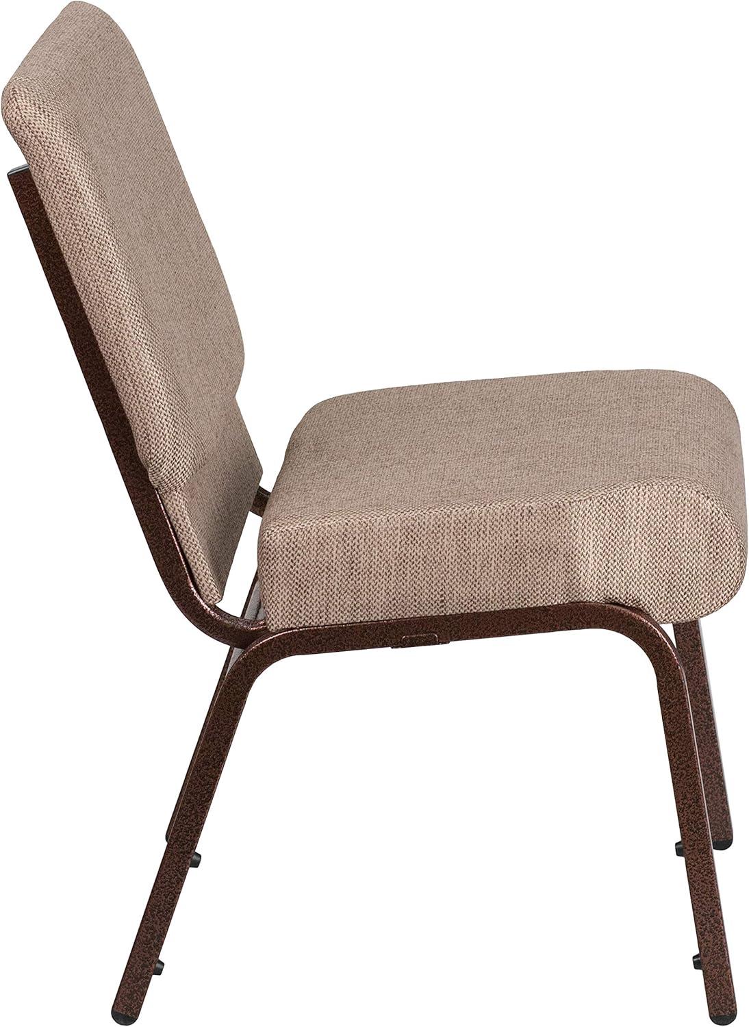 imageFlash Furniture HERCULES Series 21W Stacking Church Chair in Black Dot Patterned Fabric Gold Vein FrameBeige FabricCopper Vein Frame