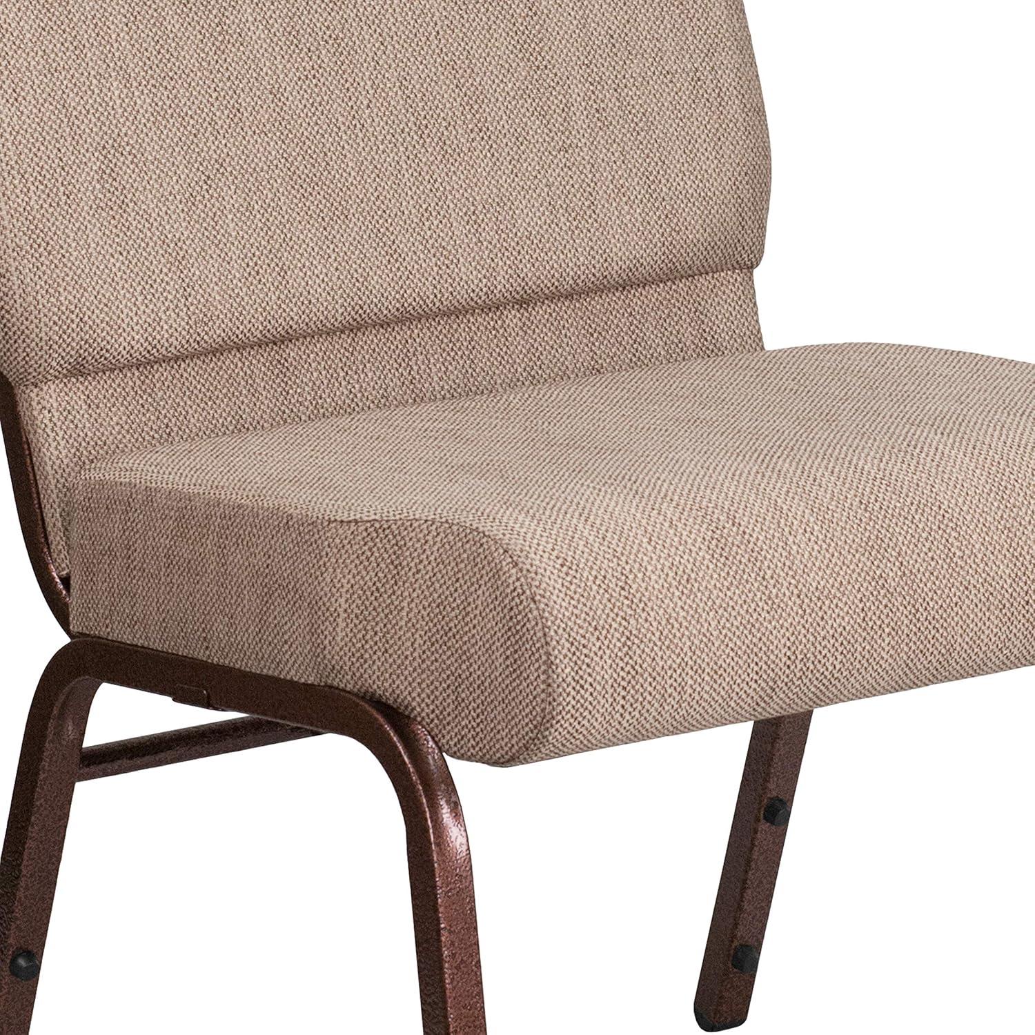 imageFlash Furniture HERCULES Series 21W Stacking Church Chair in Black Dot Patterned Fabric Gold Vein FrameBeige FabricCopper Vein Frame