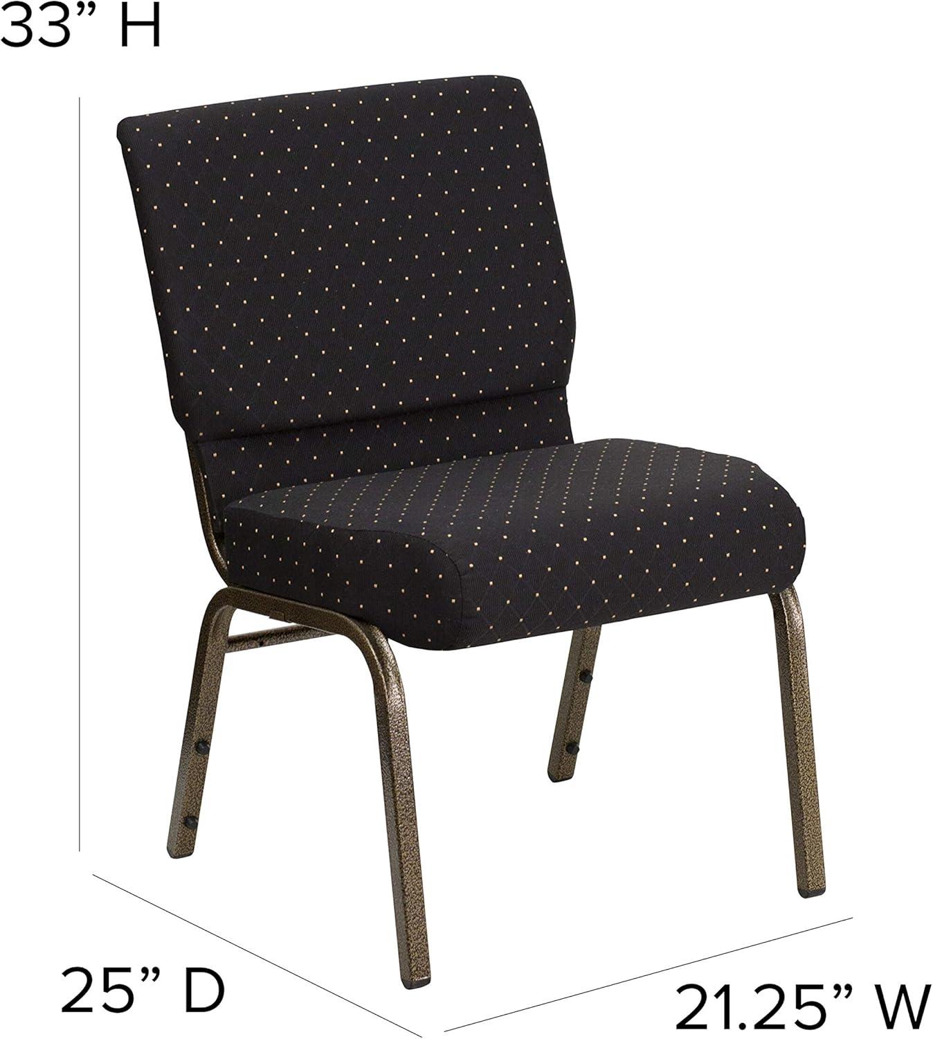 imageFlash Furniture HERCULES Series 21W Stacking Church Chair in Black Dot Patterned Fabric Gold Vein FrameBlack Dot Patterned FabricGold Vein Frame