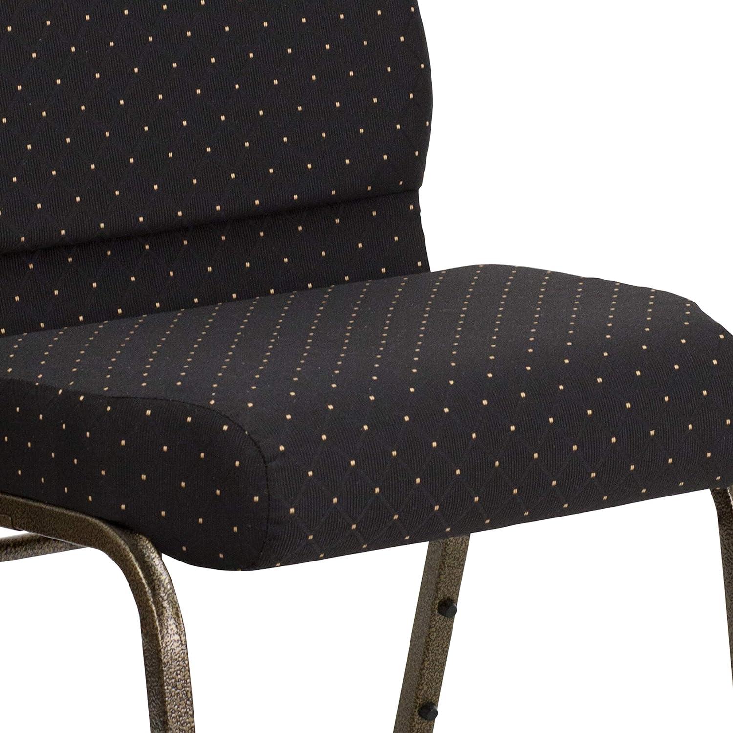 imageFlash Furniture HERCULES Series 21W Stacking Church Chair in Black Dot Patterned Fabric Gold Vein FrameBlack Dot Patterned FabricGold Vein Frame