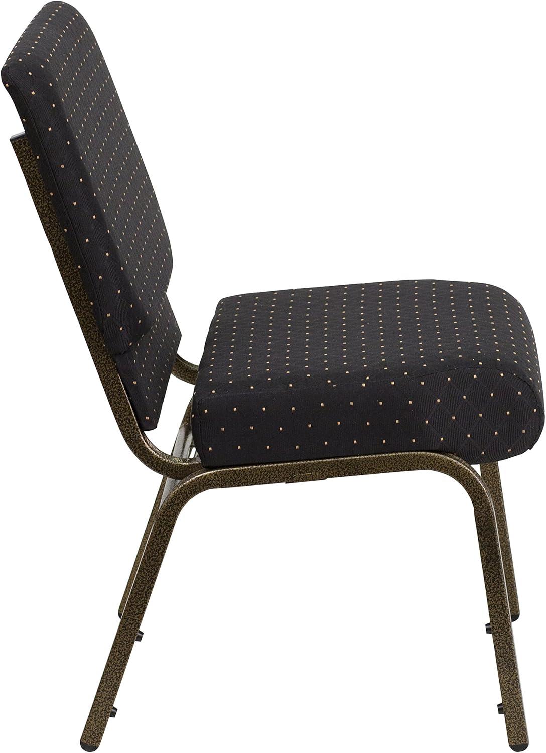 imageFlash Furniture HERCULES Series 21W Stacking Church Chair in Black Dot Patterned Fabric Gold Vein FrameBlack Dot Patterned FabricGold Vein Frame