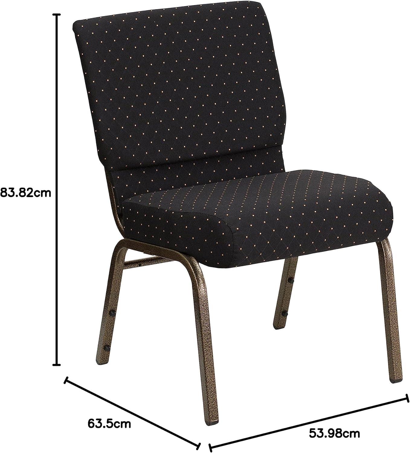 imageFlash Furniture HERCULES Series 21W Stacking Church Chair in Black Dot Patterned Fabric Gold Vein FrameBlack Dot Patterned FabricGold Vein Frame