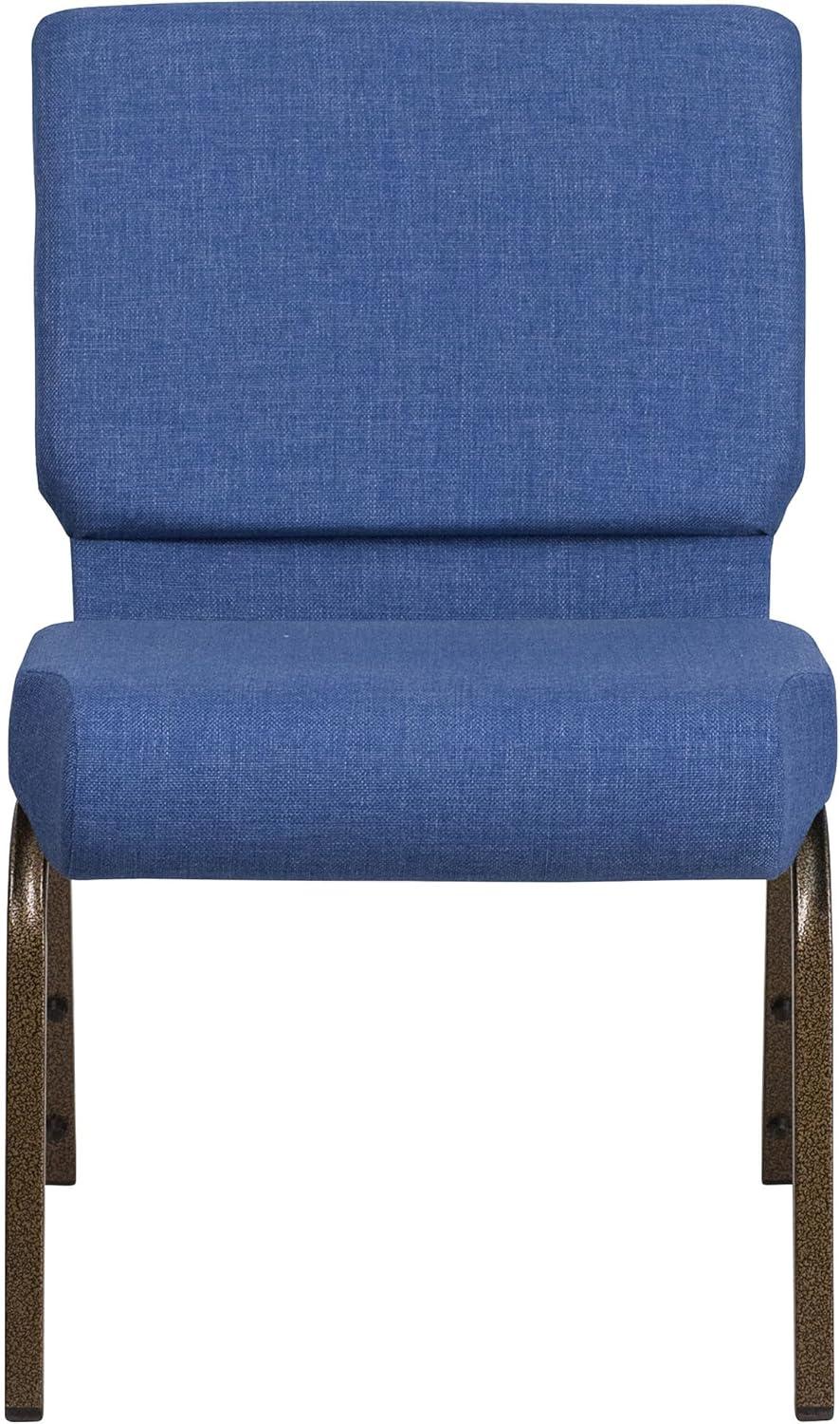imageFlash Furniture HERCULES Series 21W Stacking Church Chair in Black Dot Patterned Fabric Gold Vein FrameBlue FabricGold Vein Frame