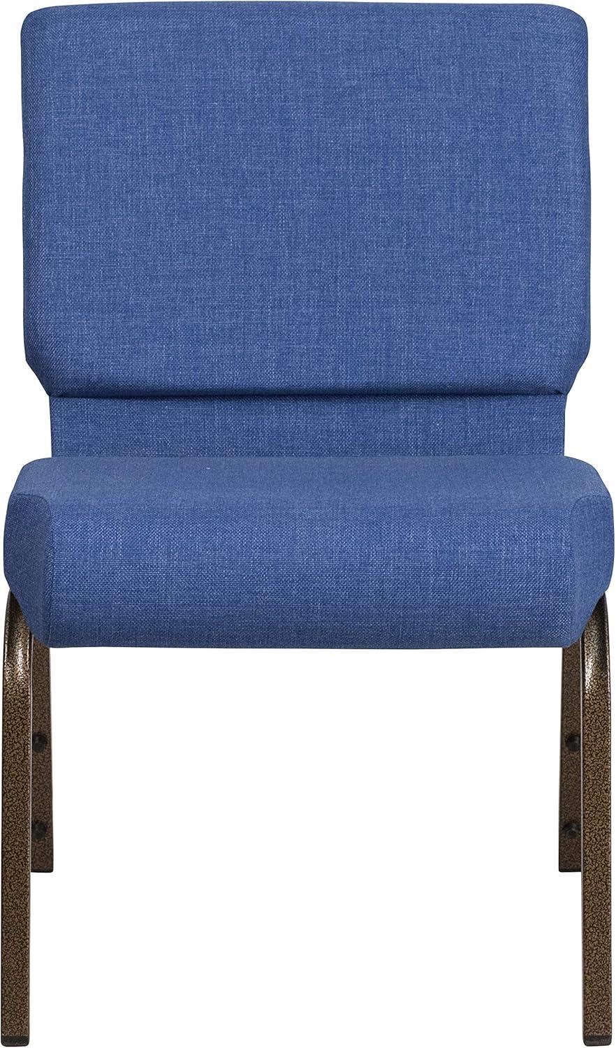 imageFlash Furniture HERCULES Series 21W Stacking Church Chair in Black Dot Patterned Fabric Gold Vein FrameBlue FabricGold Vein Frame