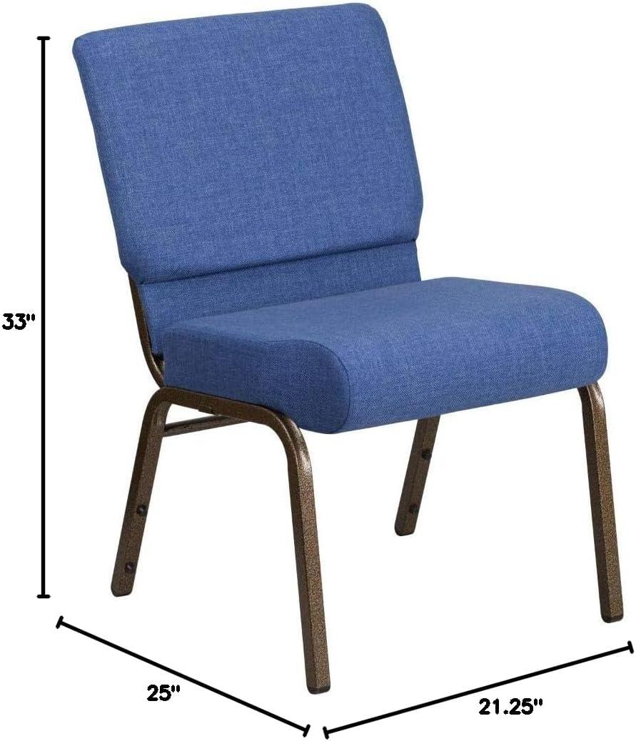 imageFlash Furniture HERCULES Series 21W Stacking Church Chair in Black Dot Patterned Fabric Gold Vein FrameBlue FabricGold Vein Frame
