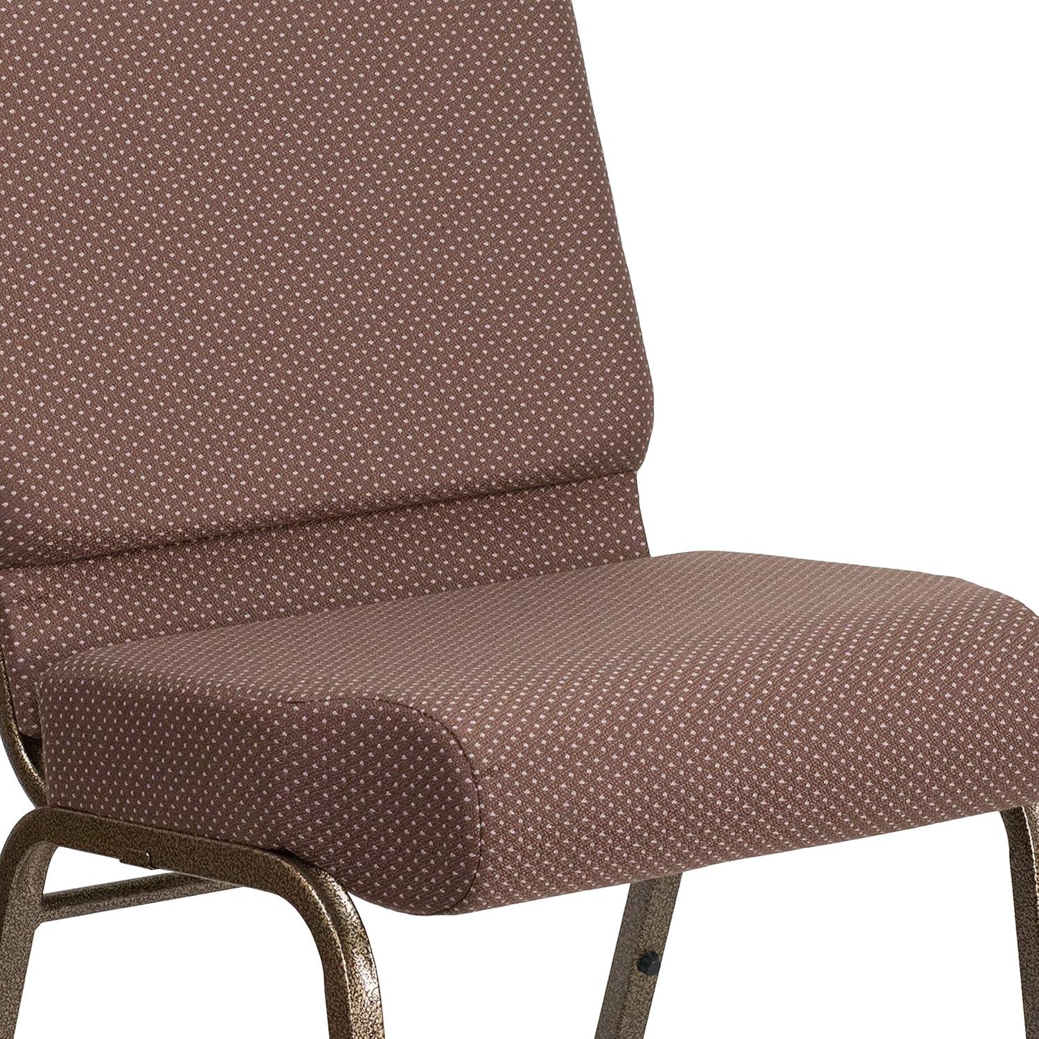 imageFlash Furniture HERCULES Series 21W Stacking Church Chair in Black Dot Patterned Fabric Gold Vein FrameBrown Dot FabricGold Vein Frame