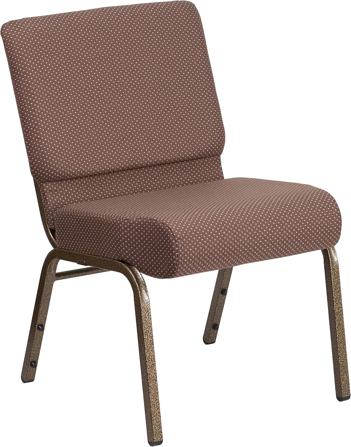 imageFlash Furniture HERCULES Series 21W Stacking Church Chair in Black Dot Patterned Fabric Gold Vein FrameBrown Dot FabricGold Vein Frame