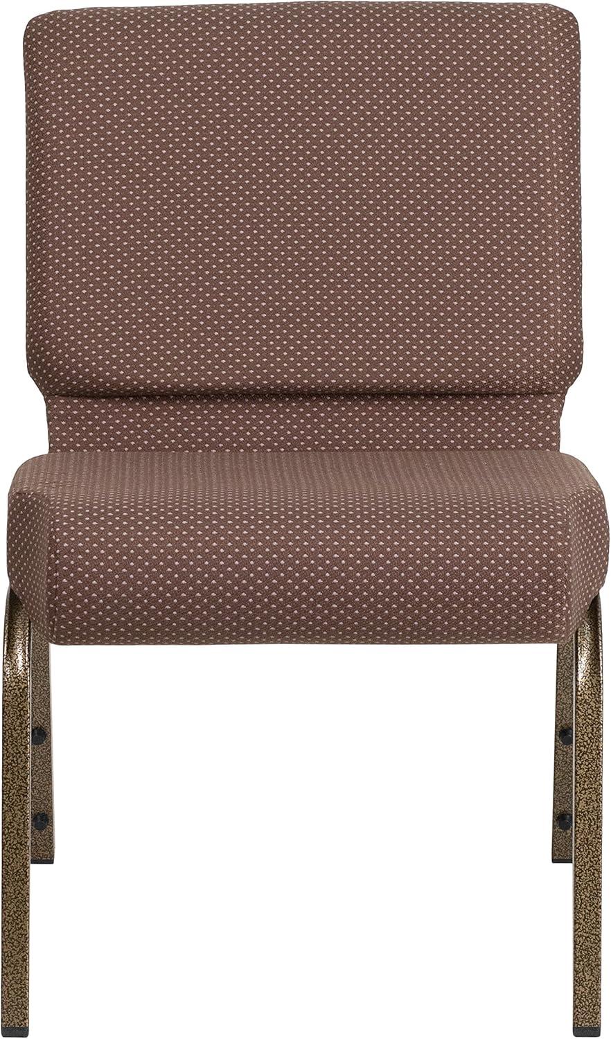 imageFlash Furniture HERCULES Series 21W Stacking Church Chair in Black Dot Patterned Fabric Gold Vein FrameBrown Dot FabricGold Vein Frame