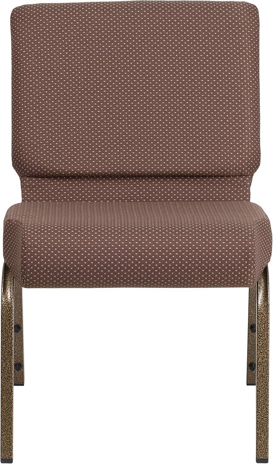imageFlash Furniture HERCULES Series 21W Stacking Church Chair in Black Dot Patterned Fabric Gold Vein FrameBrown Dot FabricGold Vein Frame