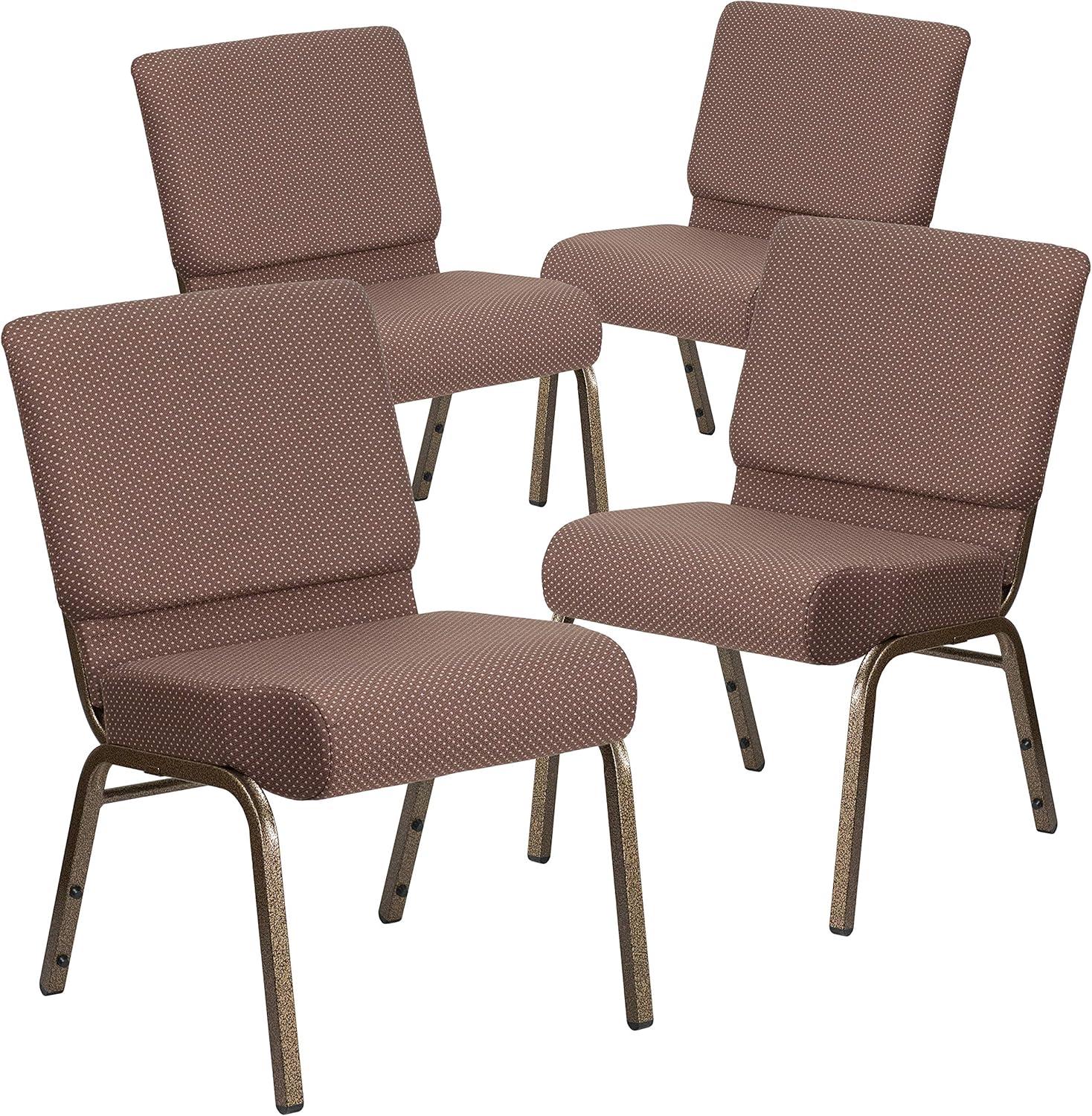 imageFlash Furniture HERCULES Series 21W Stacking Church Chair in Black Dot Patterned Fabric Gold Vein FrameBrown Dot FabricGold Vein Frame