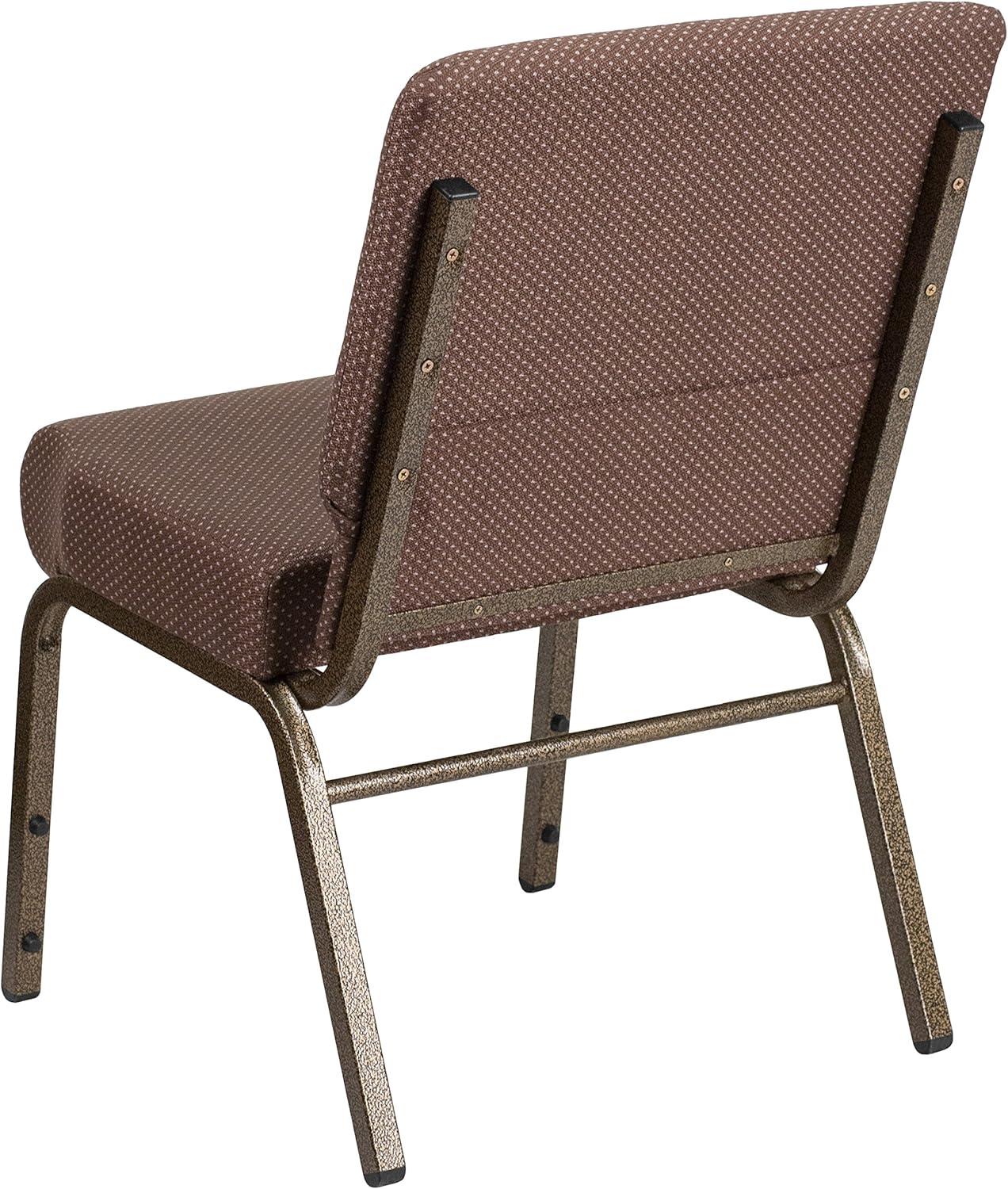 imageFlash Furniture HERCULES Series 21W Stacking Church Chair in Black Dot Patterned Fabric Gold Vein FrameBrown Dot FabricGold Vein Frame