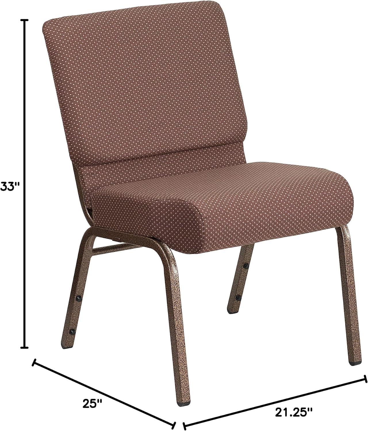 imageFlash Furniture HERCULES Series 21W Stacking Church Chair in Black Dot Patterned Fabric Gold Vein FrameBrown Dot FabricGold Vein Frame