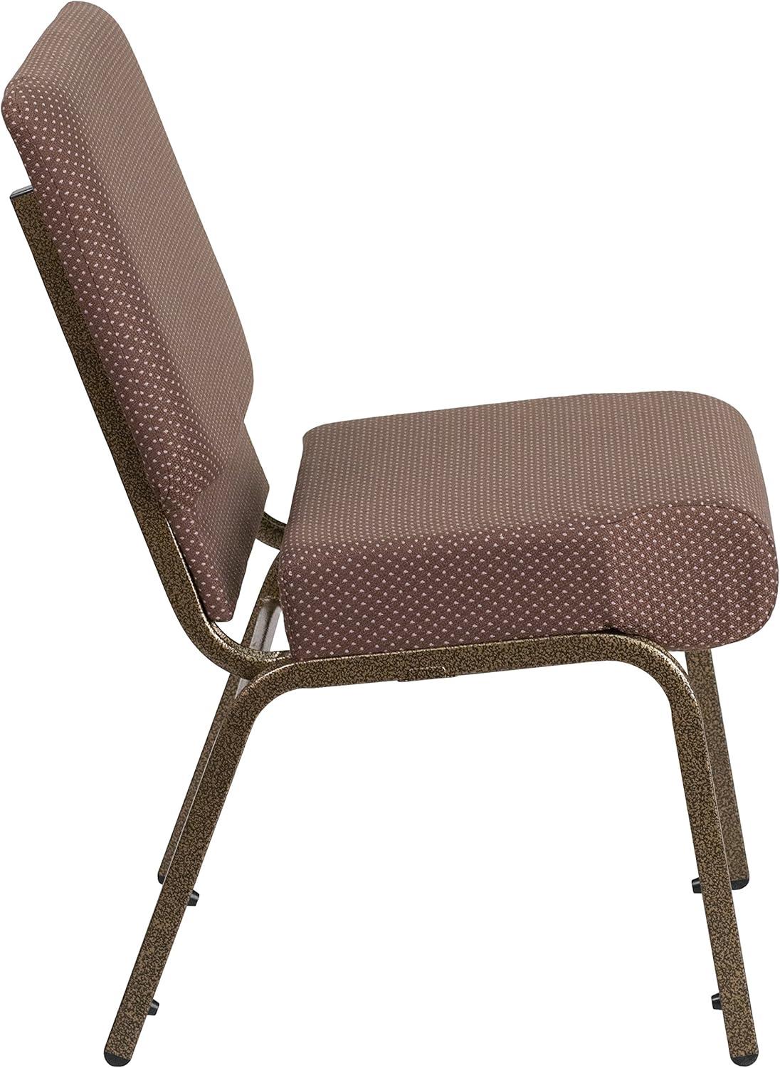 imageFlash Furniture HERCULES Series 21W Stacking Church Chair in Black Dot Patterned Fabric Gold Vein FrameBrown Dot FabricGold Vein Frame