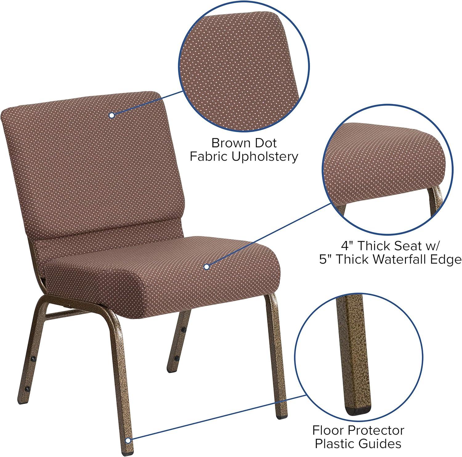 imageFlash Furniture HERCULES Series 21W Stacking Church Chair in Black Dot Patterned Fabric Gold Vein FrameBrown Dot FabricGold Vein Frame