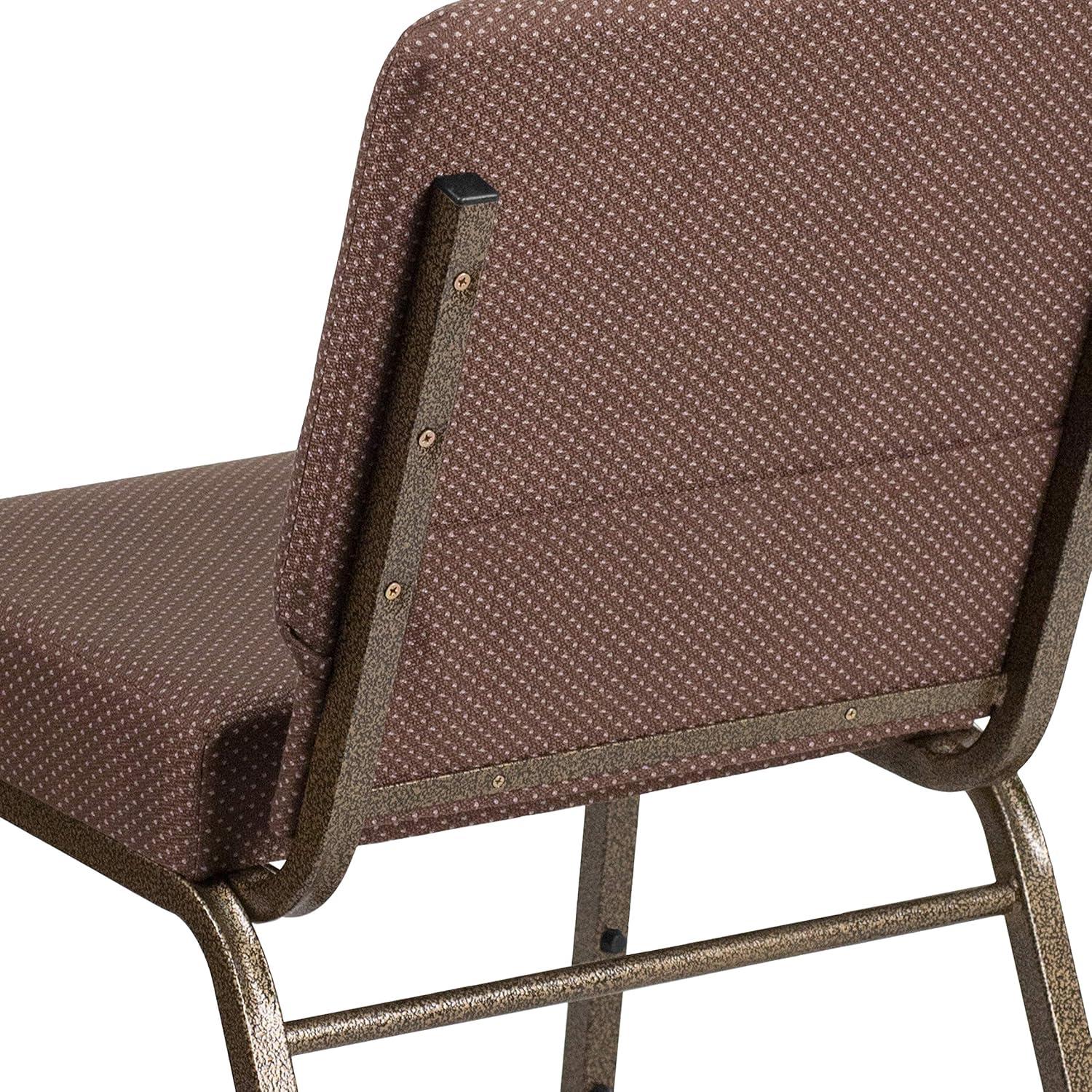 imageFlash Furniture HERCULES Series 21W Stacking Church Chair in Black Dot Patterned Fabric Gold Vein FrameBrown Dot FabricGold Vein Frame