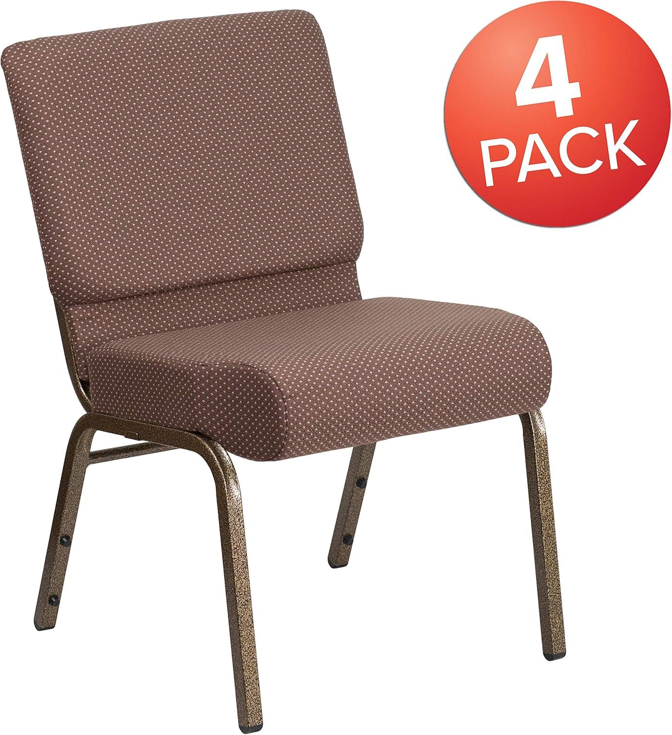 imageFlash Furniture HERCULES Series 21W Stacking Church Chair in Black Dot Patterned Fabric Gold Vein FrameBrown Dot FabricGold Vein Frame