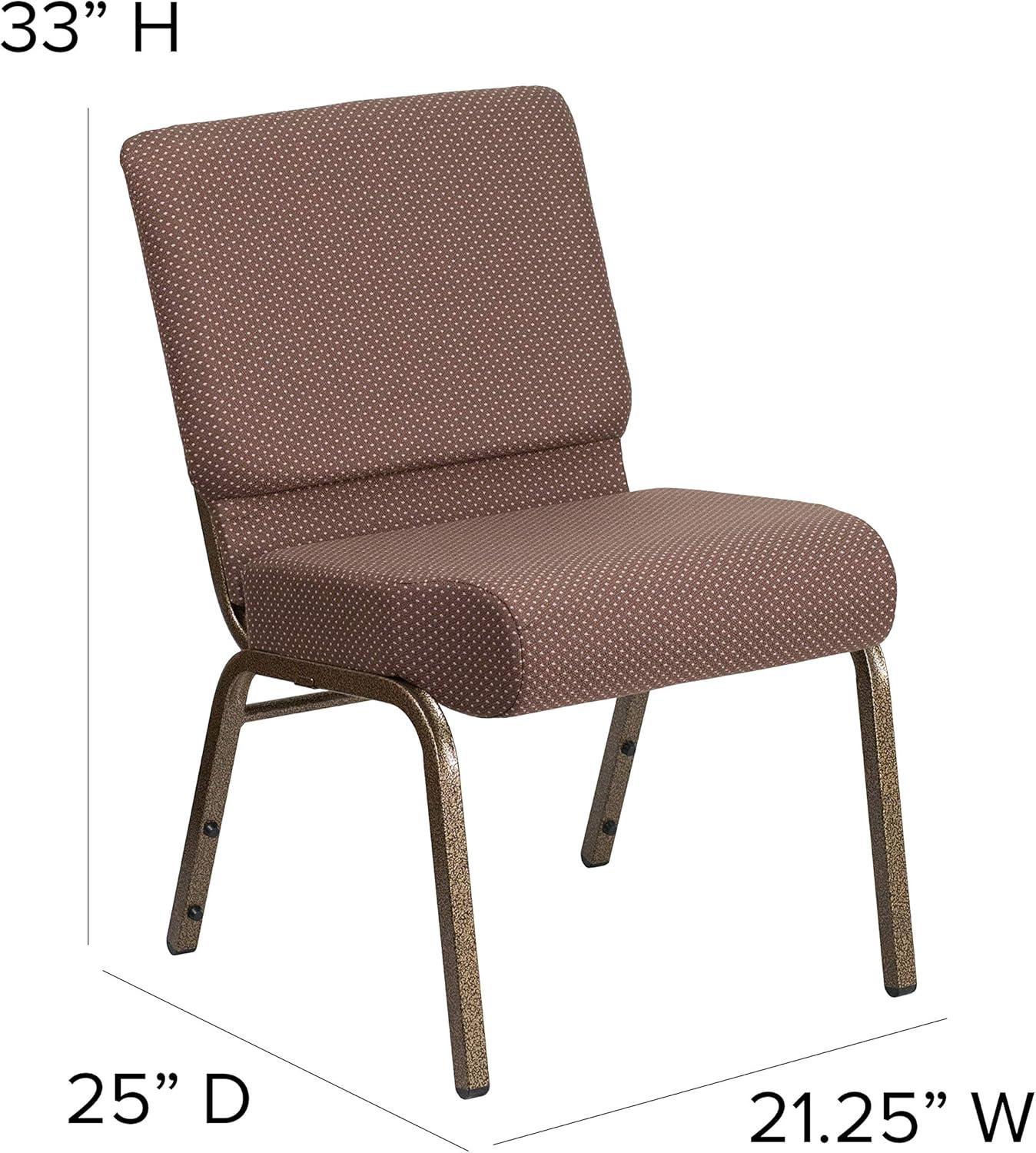 imageFlash Furniture HERCULES Series 21W Stacking Church Chair in Black Dot Patterned Fabric Gold Vein FrameBrown Dot FabricGold Vein Frame