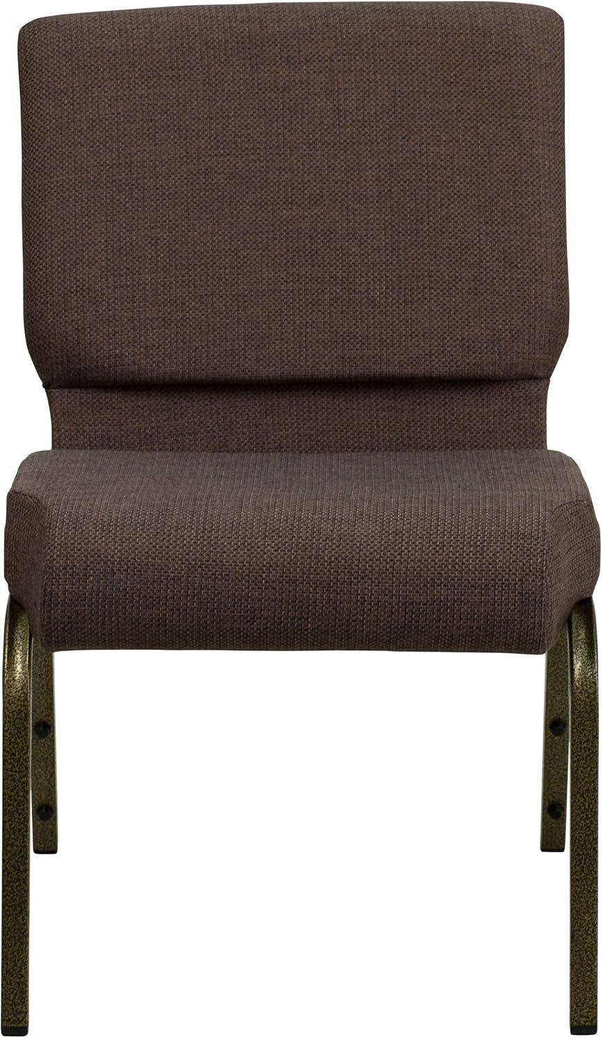 imageFlash Furniture HERCULES Series 21W Stacking Church Chair in Black Dot Patterned Fabric Gold Vein FrameBrown FabricGold Vein Frame