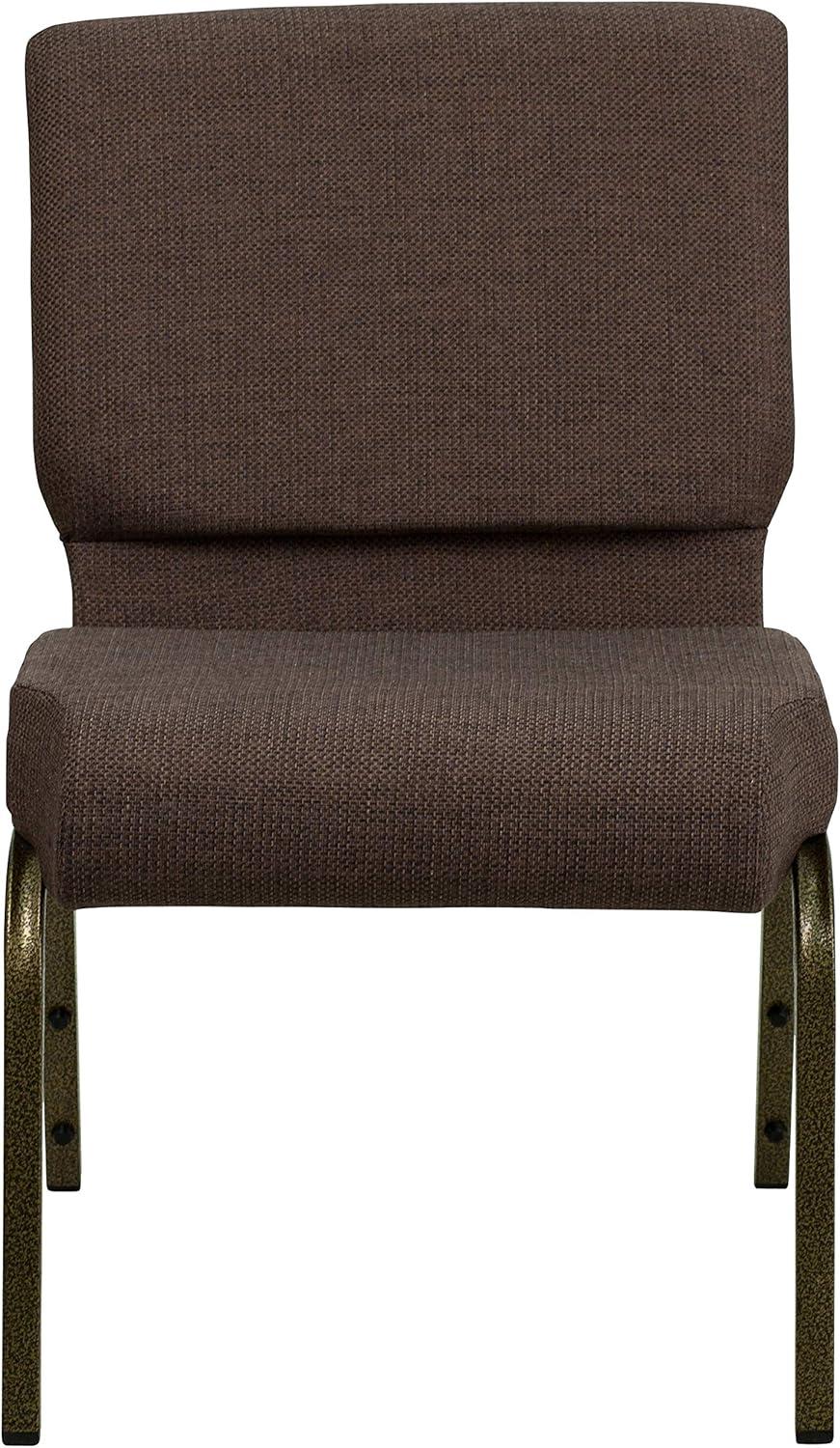 imageFlash Furniture HERCULES Series 21W Stacking Church Chair in Black Dot Patterned Fabric Gold Vein FrameBrown FabricGold Vein Frame