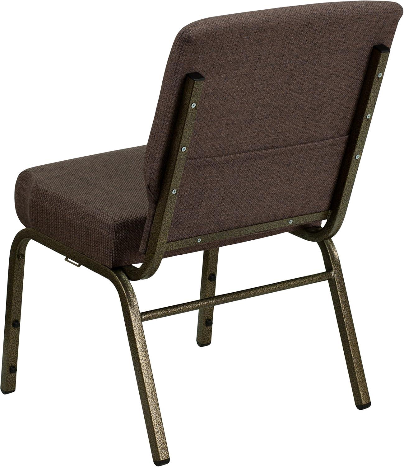 imageFlash Furniture HERCULES Series 21W Stacking Church Chair in Black Dot Patterned Fabric Gold Vein FrameBrown FabricGold Vein Frame