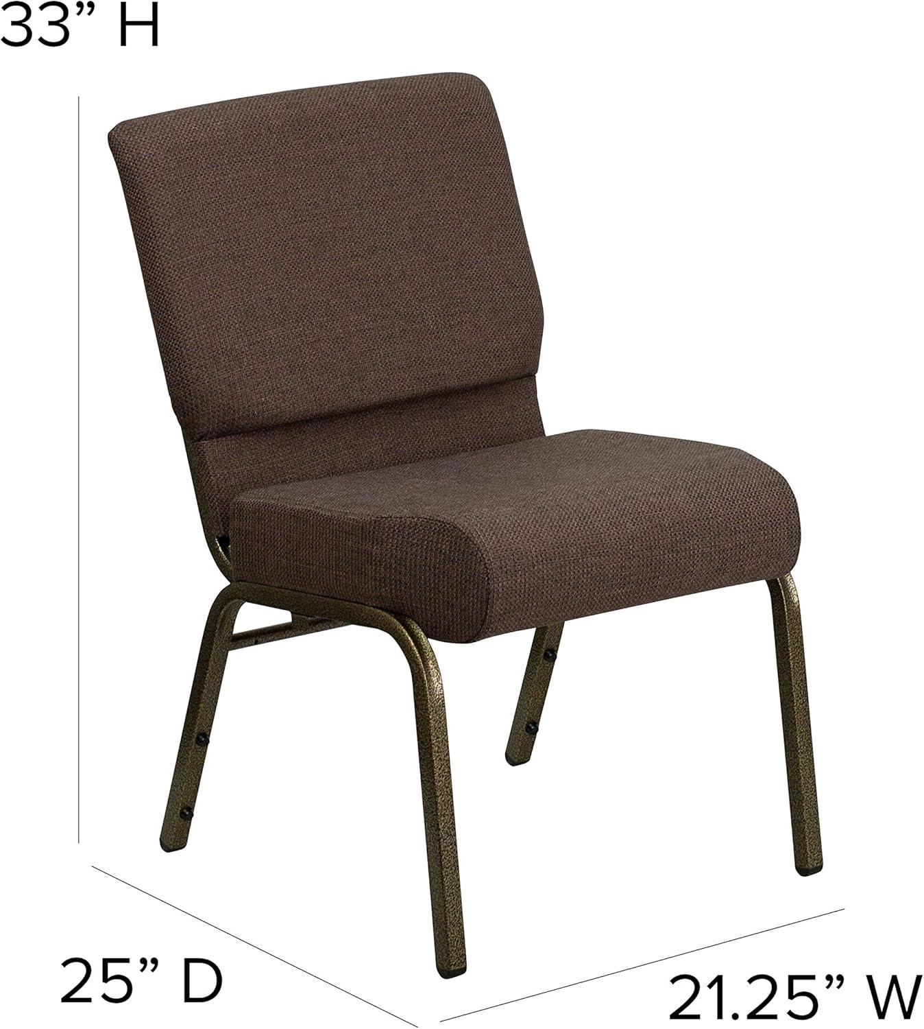 imageFlash Furniture HERCULES Series 21W Stacking Church Chair in Black Dot Patterned Fabric Gold Vein FrameBrown FabricGold Vein Frame