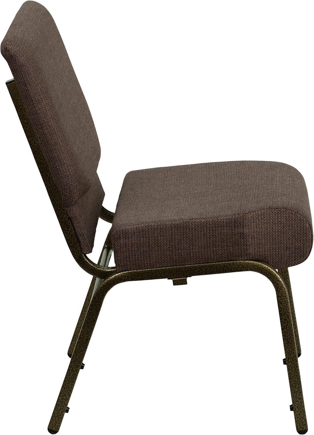 imageFlash Furniture HERCULES Series 21W Stacking Church Chair in Black Dot Patterned Fabric Gold Vein FrameBrown FabricGold Vein Frame