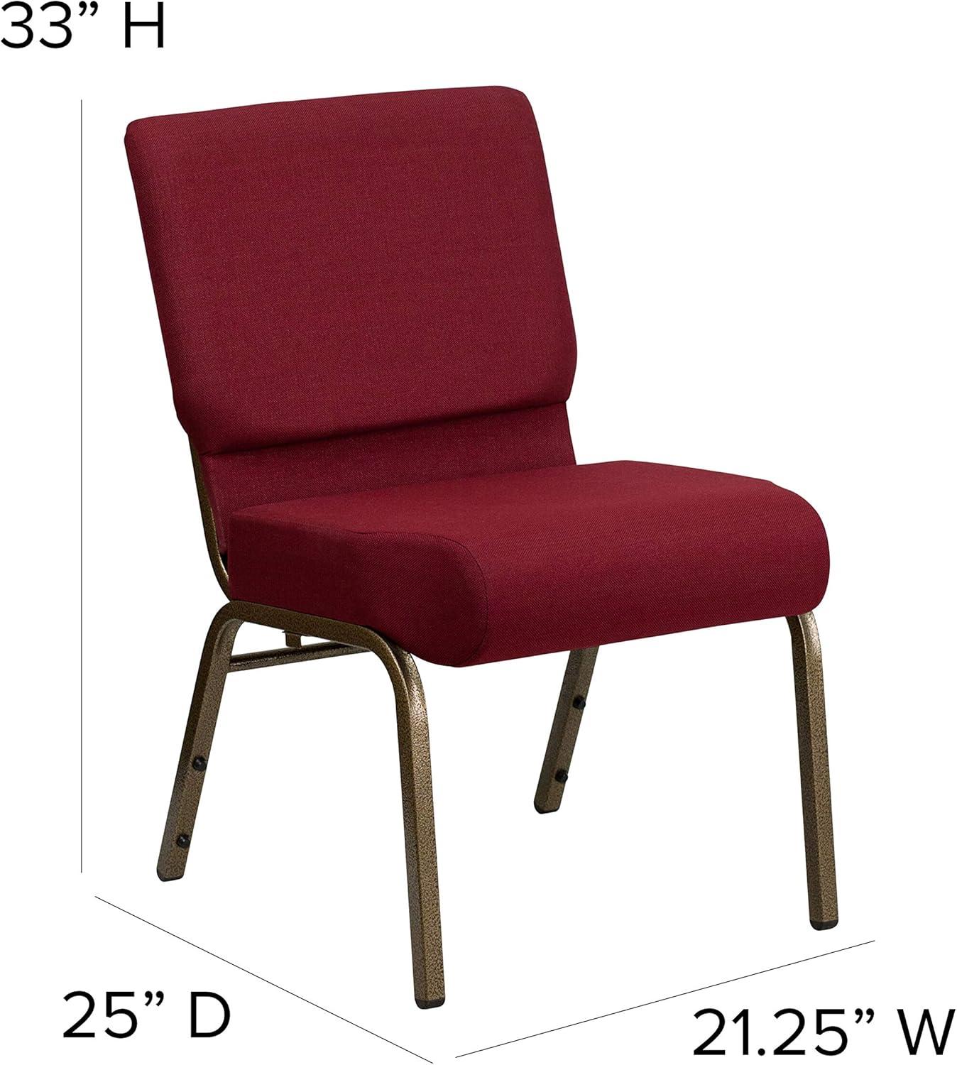 imageFlash Furniture HERCULES Series 21W Stacking Church Chair in Black Dot Patterned Fabric Gold Vein FrameBurgundy FabricGold Vein Frame