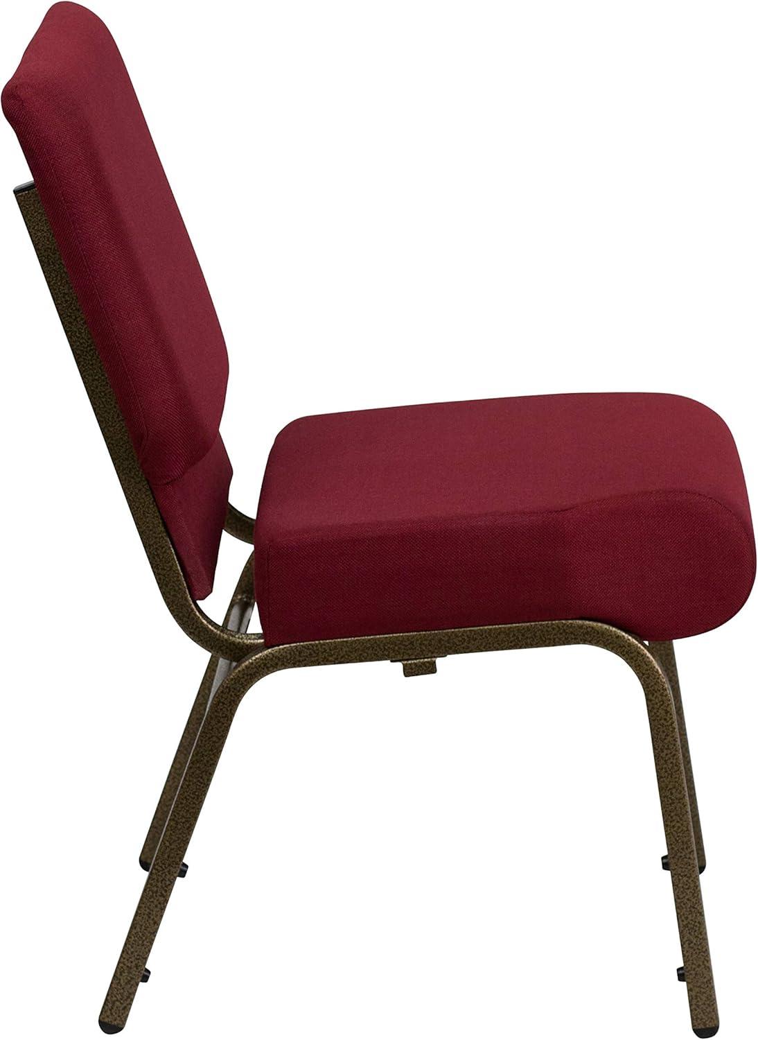 imageFlash Furniture HERCULES Series 21W Stacking Church Chair in Black Dot Patterned Fabric Gold Vein FrameBurgundy FabricGold Vein Frame