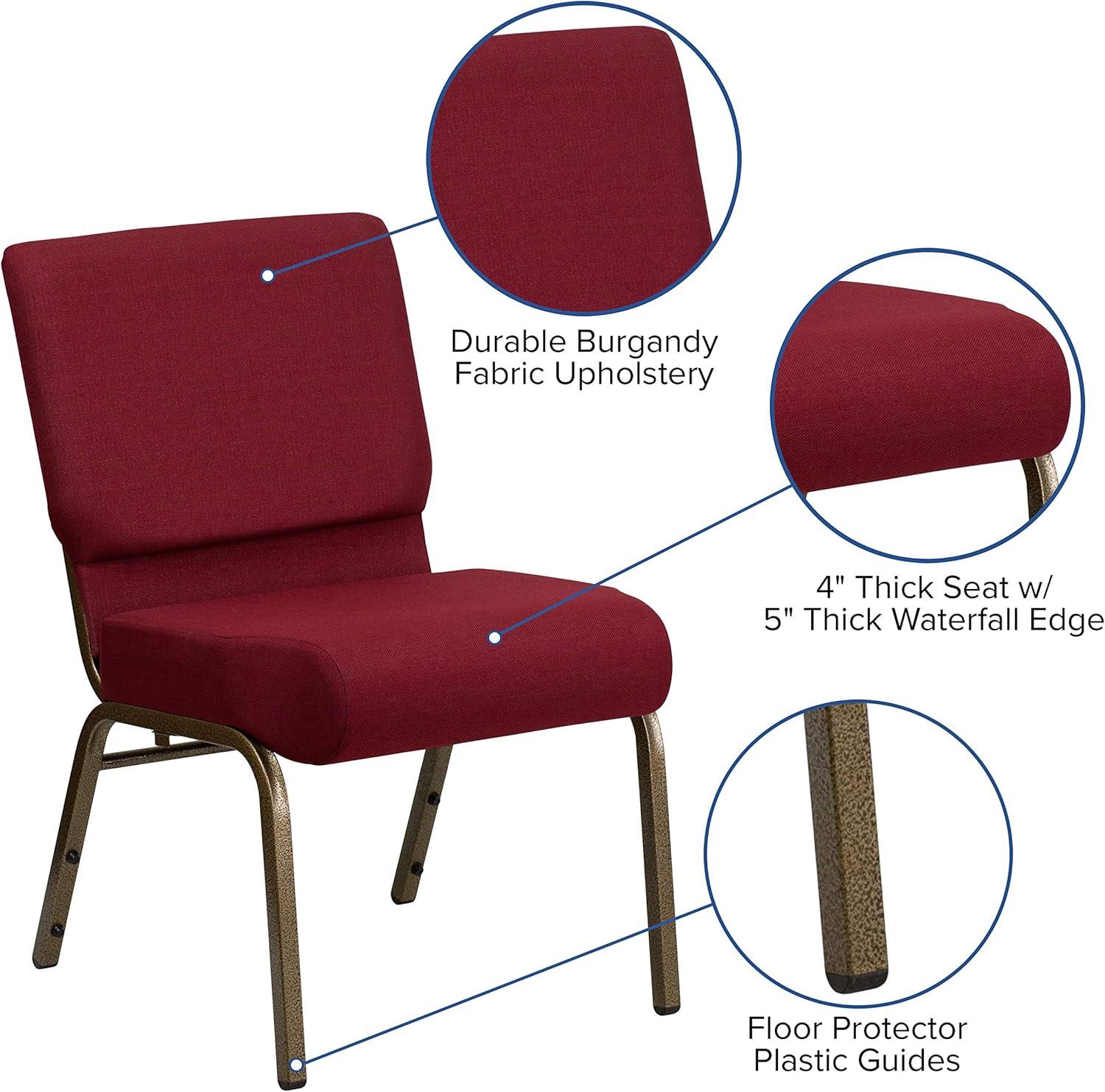 imageFlash Furniture HERCULES Series 21W Stacking Church Chair in Black Dot Patterned Fabric Gold Vein FrameBurgundy FabricGold Vein Frame