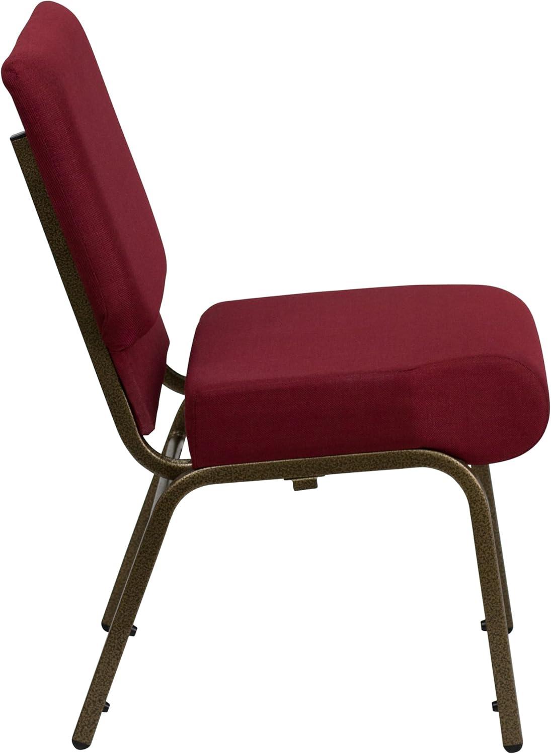imageFlash Furniture HERCULES Series 21W Stacking Church Chair in Black Dot Patterned Fabric Gold Vein FrameBurgundy FabricGold Vein Frame