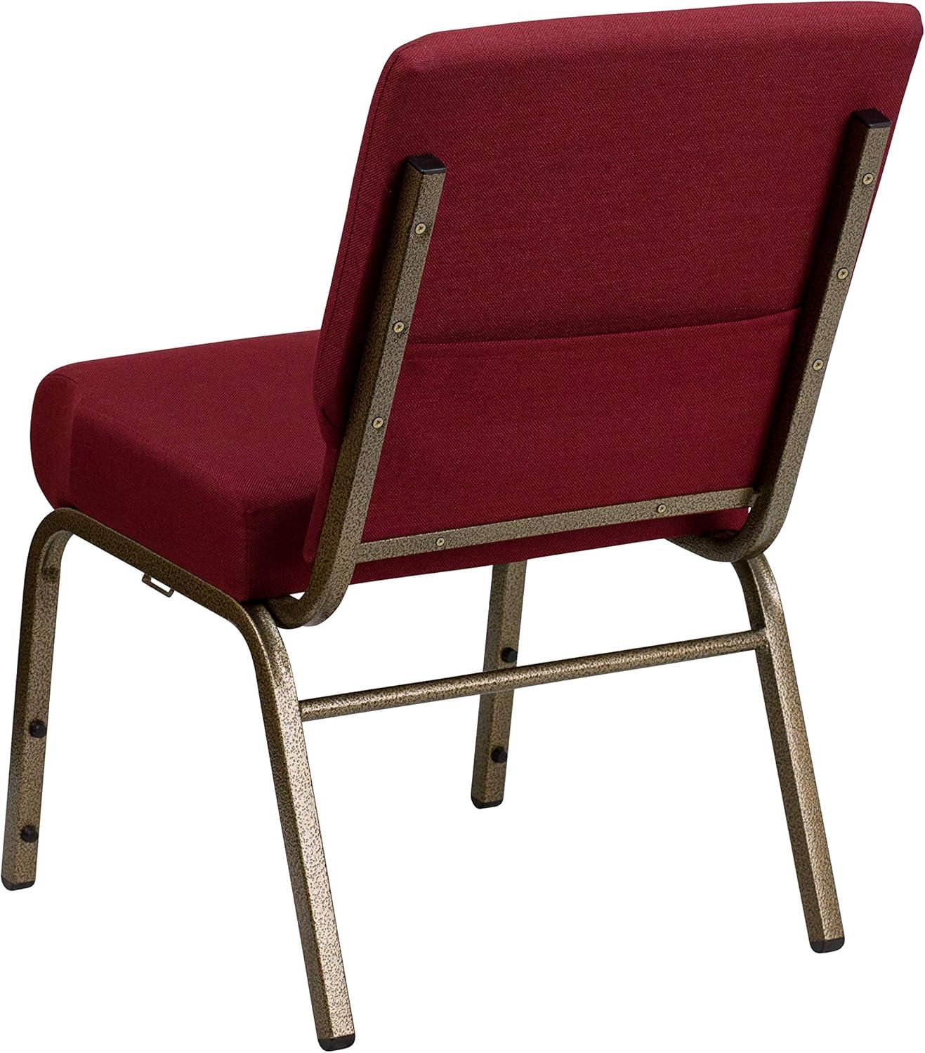 imageFlash Furniture HERCULES Series 21W Stacking Church Chair in Black Dot Patterned Fabric Gold Vein FrameBurgundy FabricGold Vein Frame
