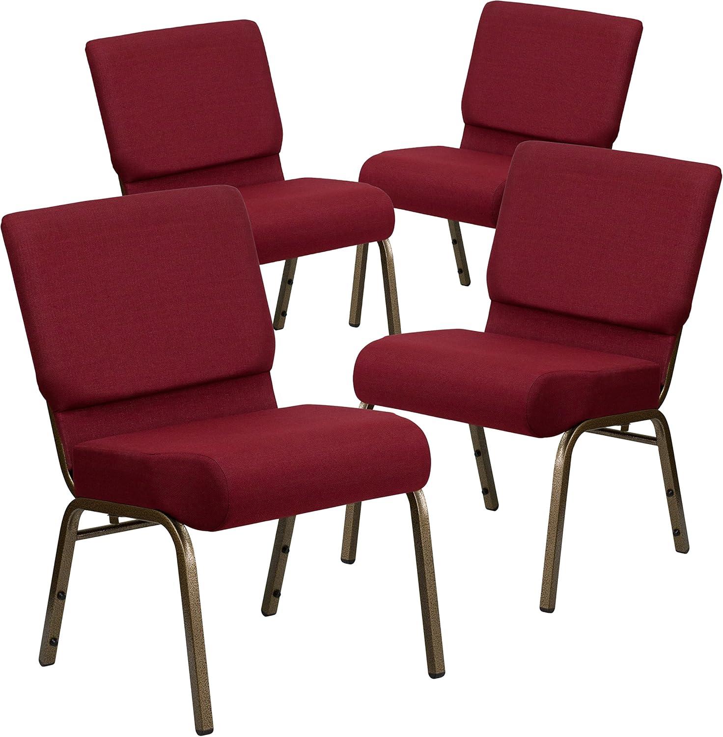 imageFlash Furniture HERCULES Series 21W Stacking Church Chair in Black Dot Patterned Fabric Gold Vein FrameBurgundy FabricGold Vein Frame