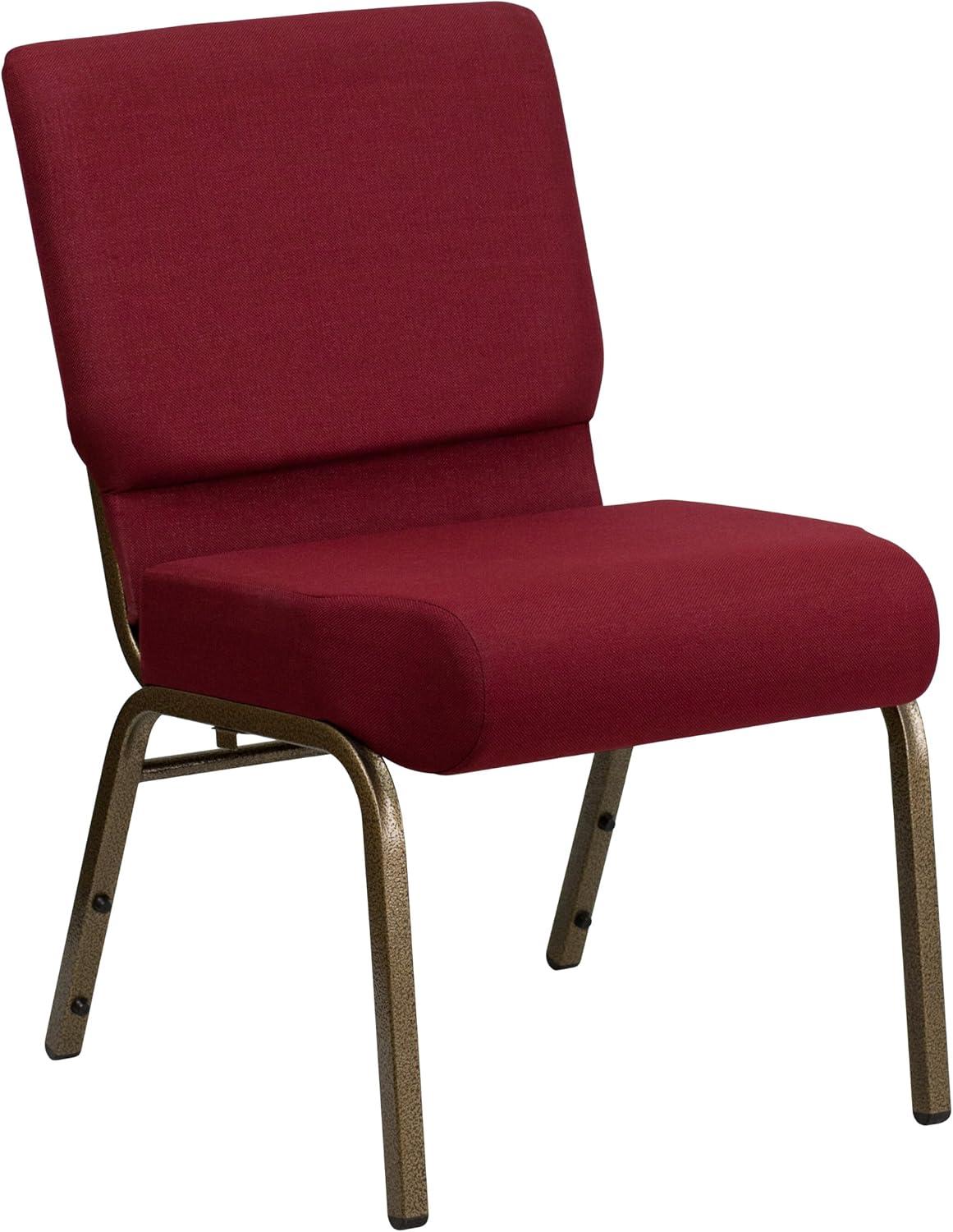 imageFlash Furniture HERCULES Series 21W Stacking Church Chair in Black Dot Patterned Fabric Gold Vein FrameBurgundy FabricGold Vein Frame